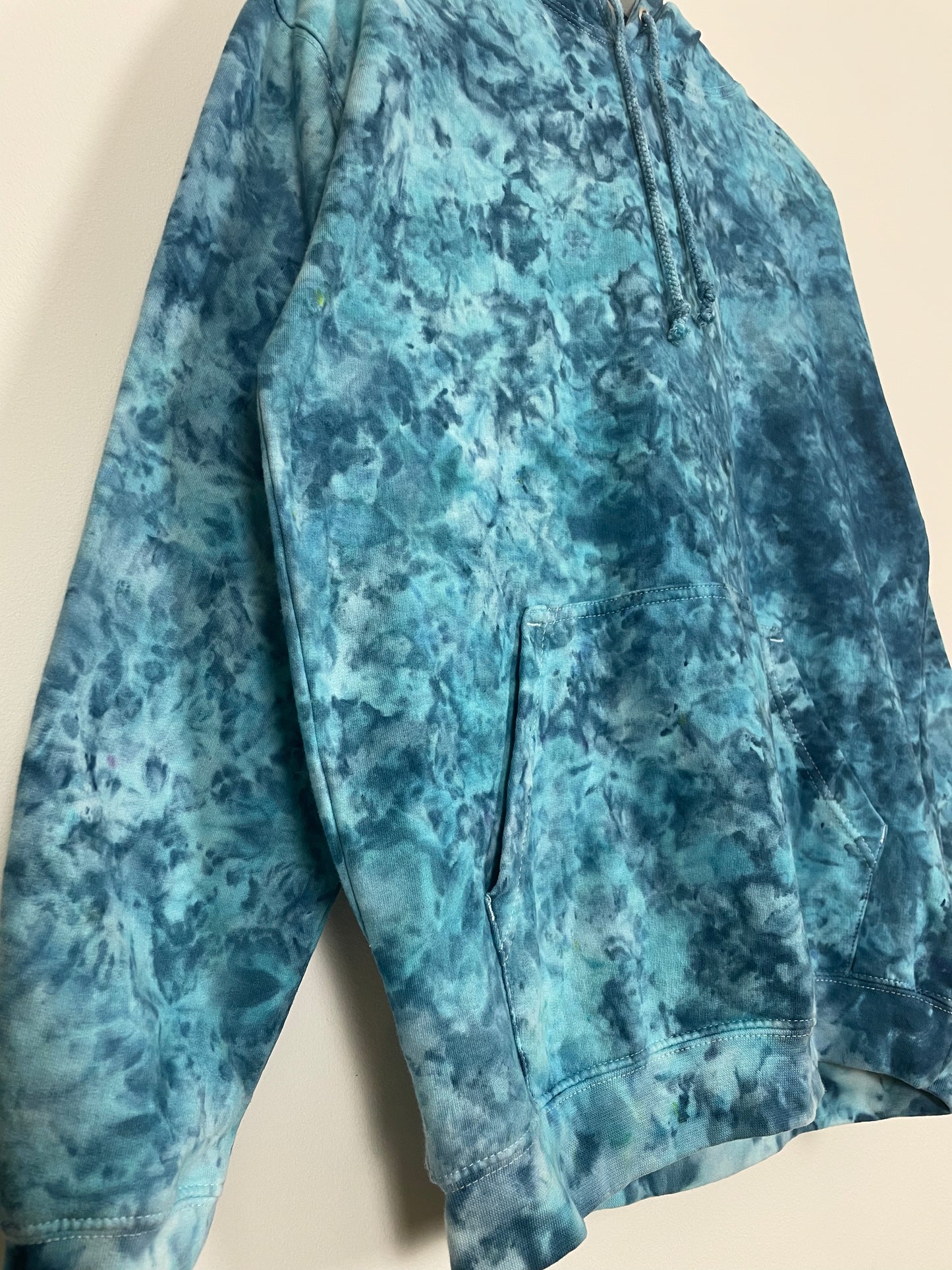 M | Ice Dye Ocean Blue Hand Dyed Pullover Hoodie