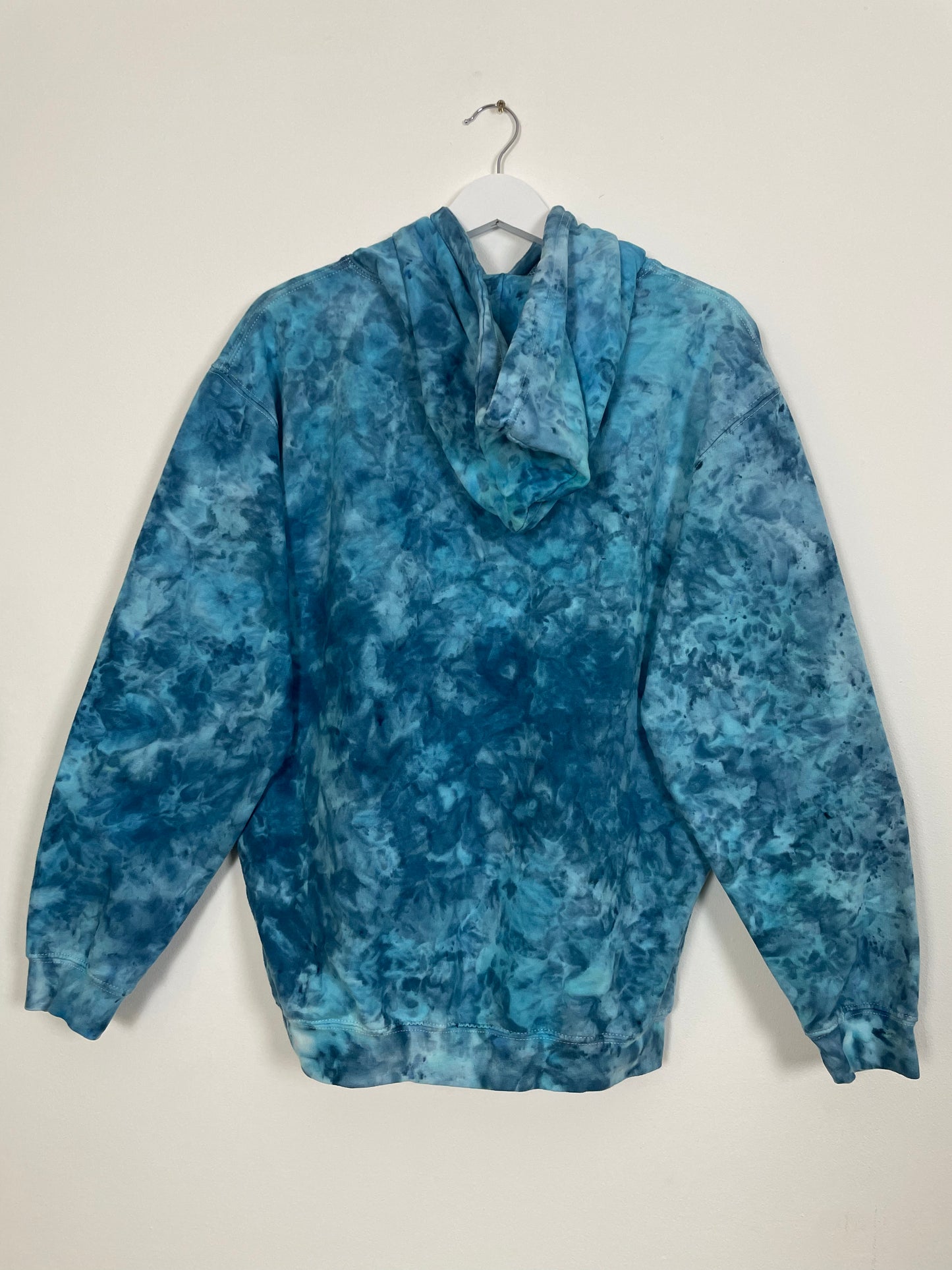 M | Ice Dye Ocean Blue Hand Dyed Pullover Hoodie
