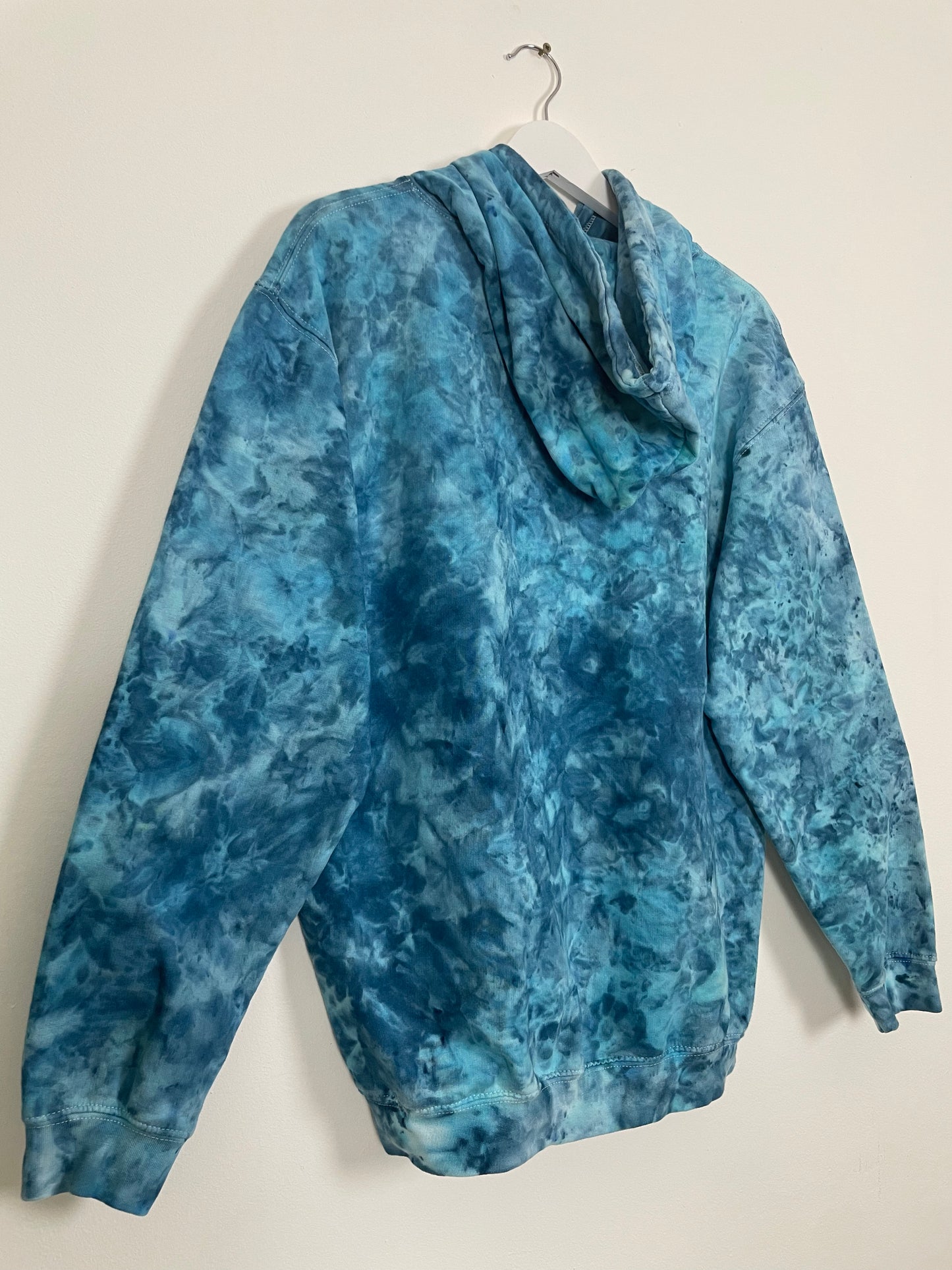 M | Ice Dye Ocean Blue Hand Dyed Pullover Hoodie