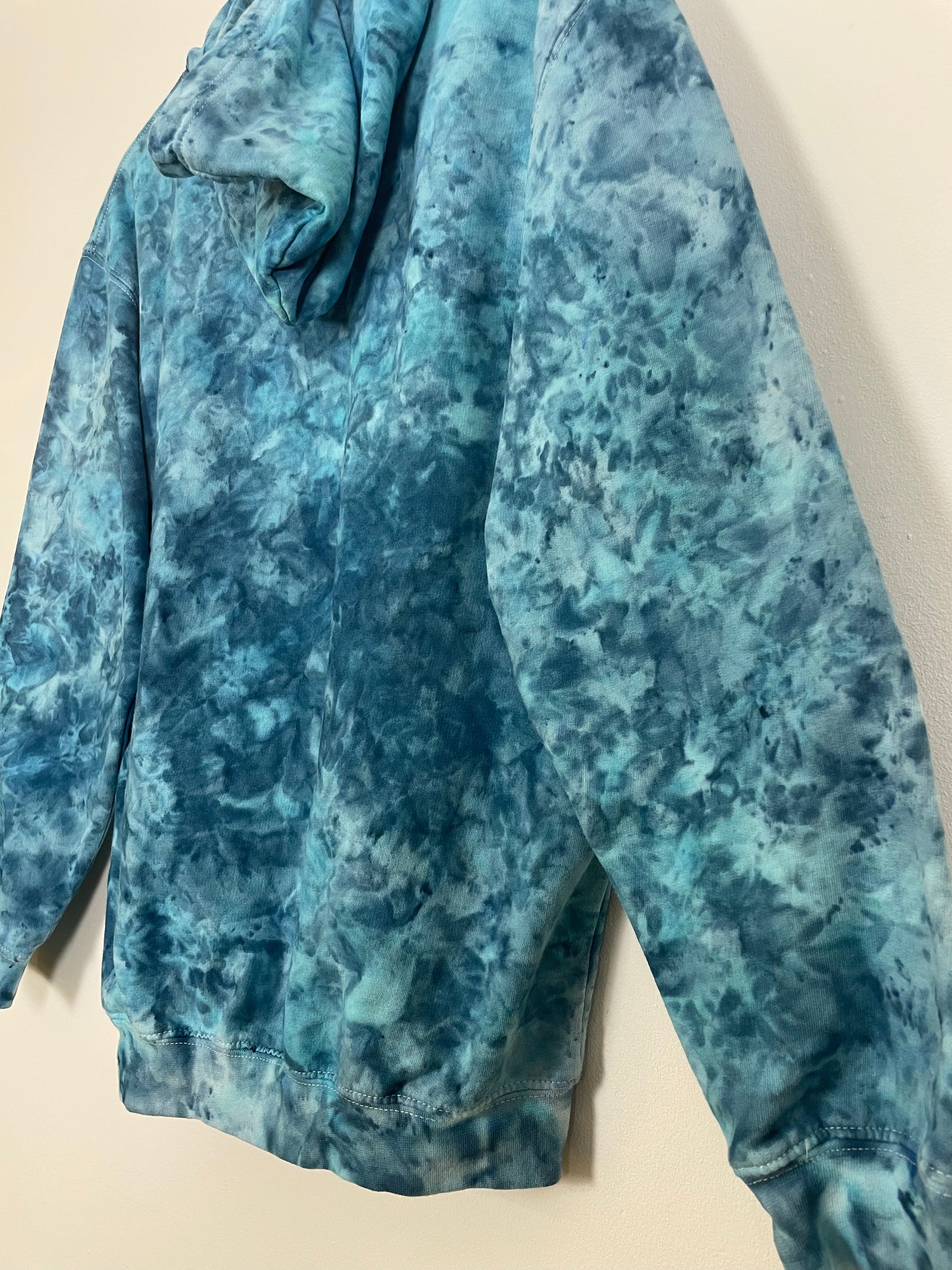 M | Ice Dye Ocean Blue Hand Dyed Pullover Hoodie
