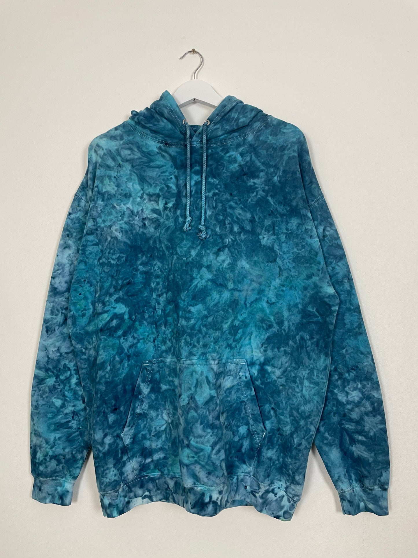 XL | Ice Dye Ocean Blue Hand Dyed Pullover Hoodie