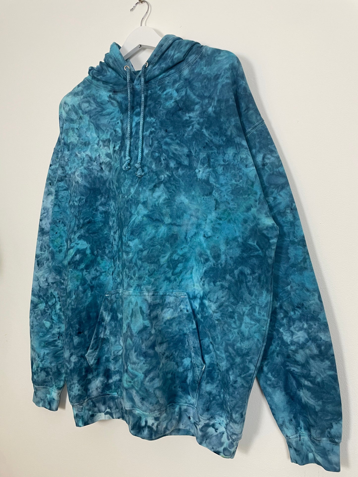 XL | Ice Dye Ocean Blue Hand Dyed Pullover Hoodie