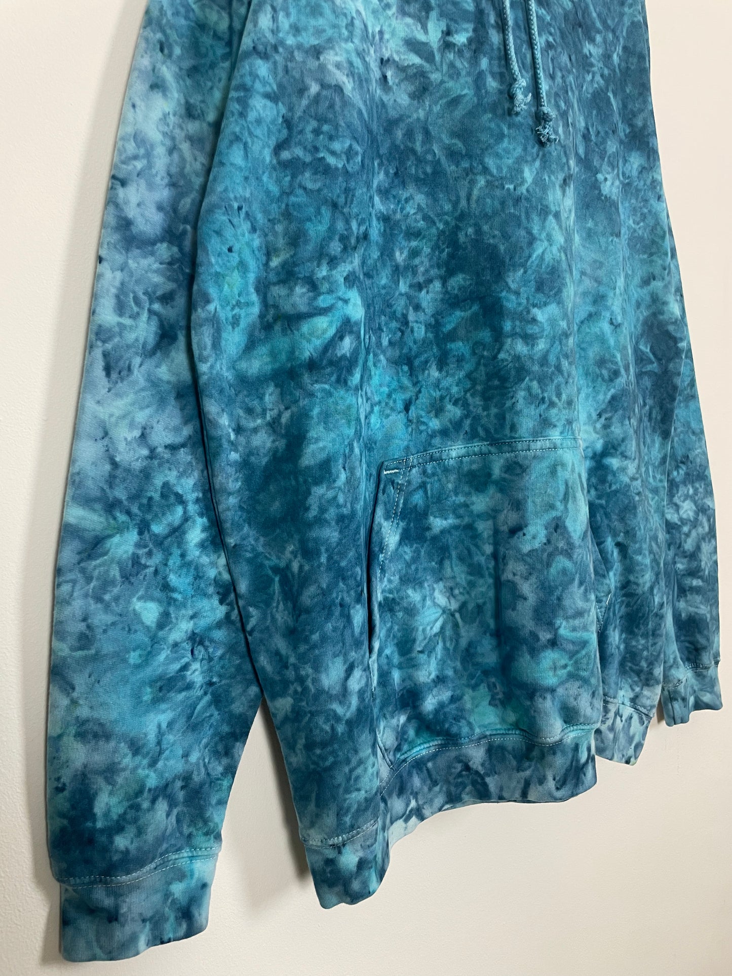 XL | Ice Dye Ocean Blue Hand Dyed Pullover Hoodie