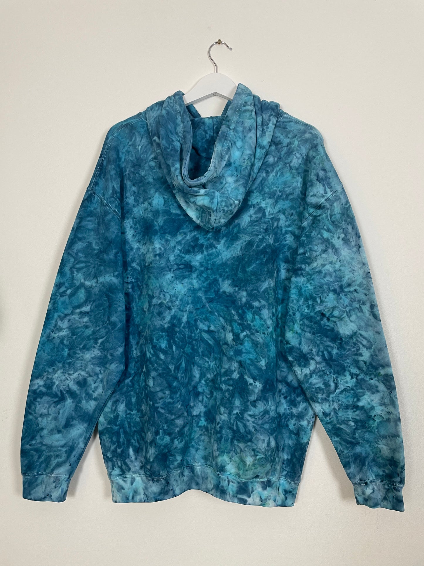 XL | Ice Dye Ocean Blue Hand Dyed Pullover Hoodie