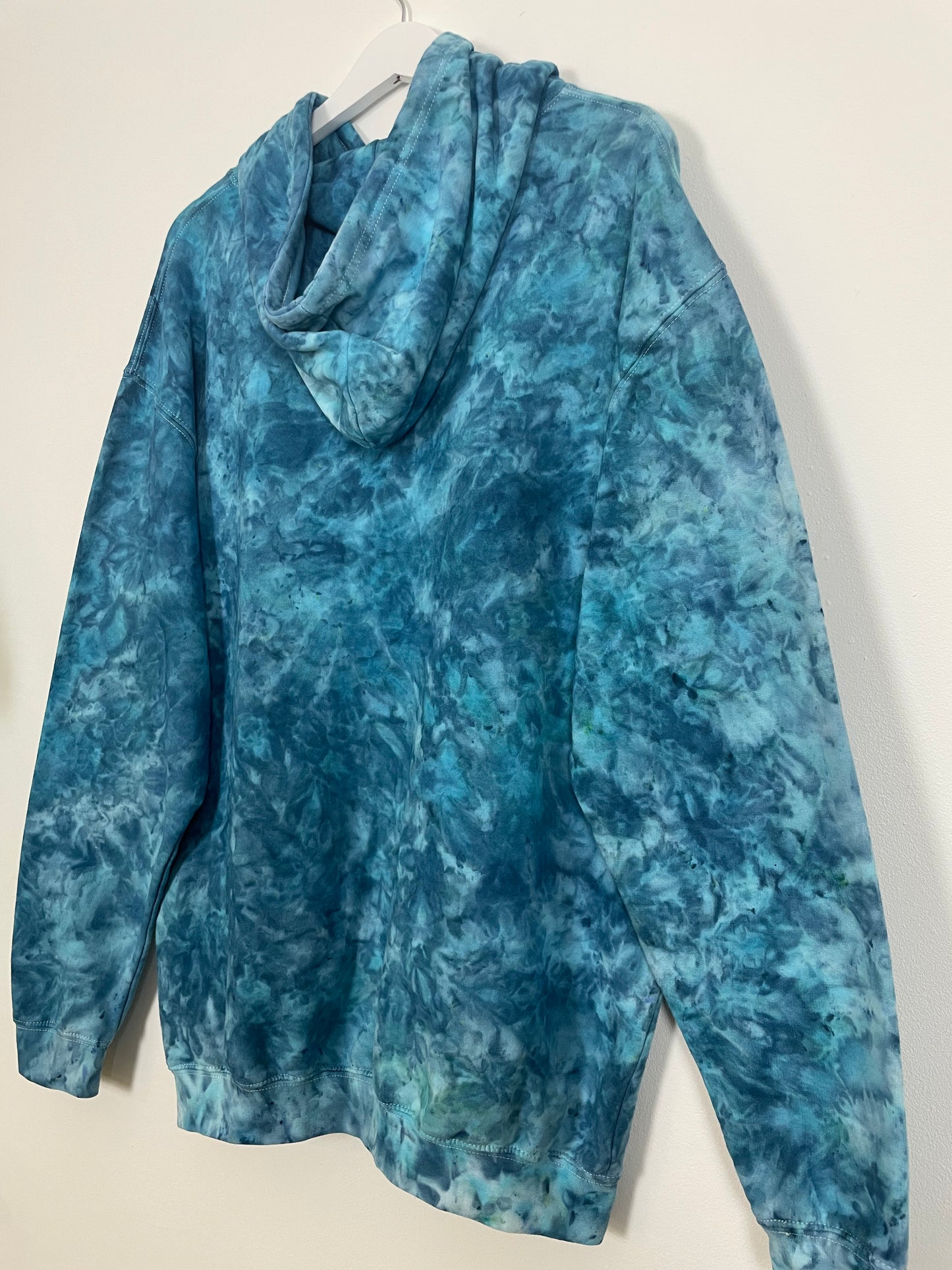 XL | Ice Dye Ocean Blue Hand Dyed Pullover Hoodie