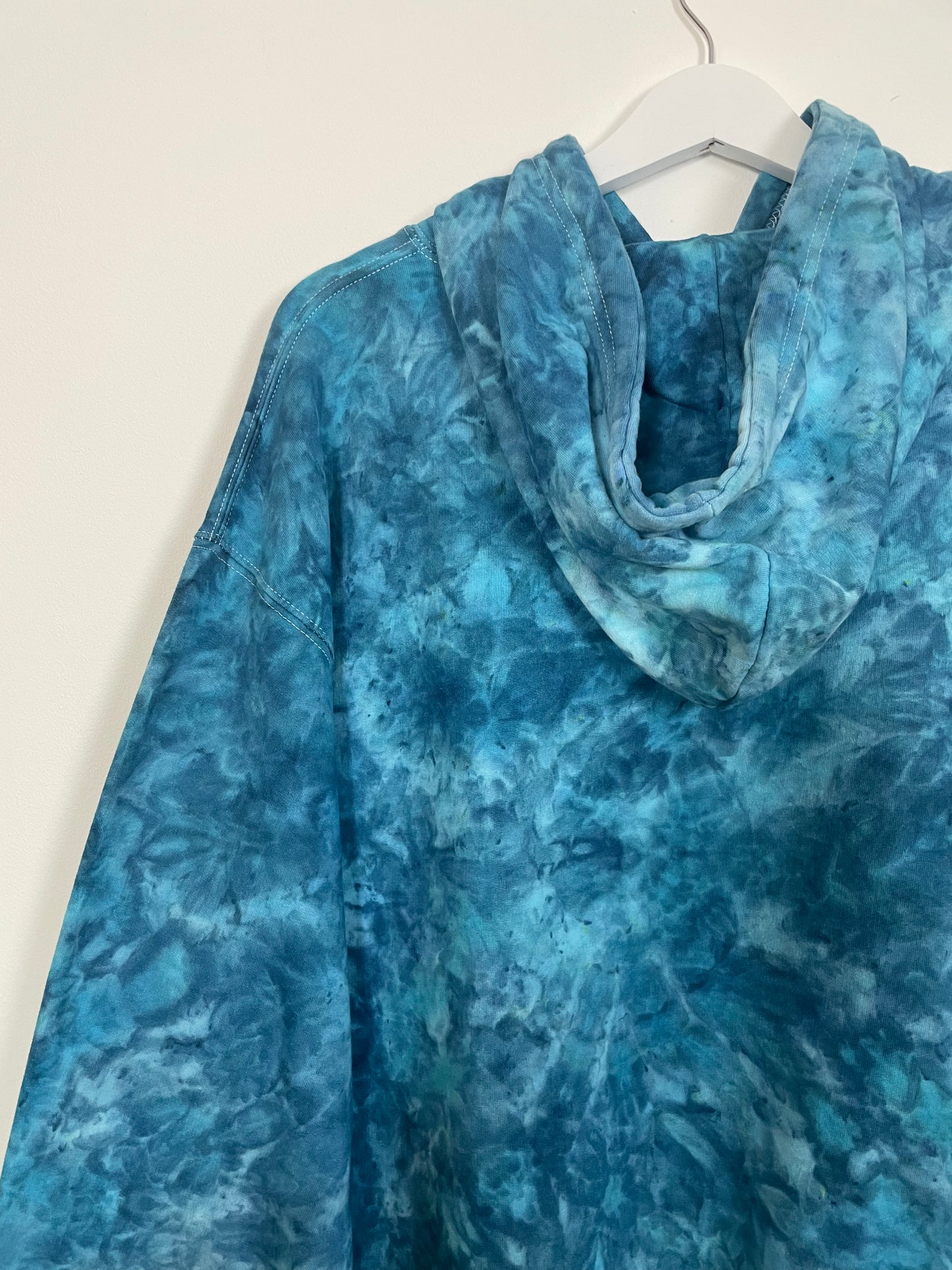 XL | Ice Dye Ocean Blue Hand Dyed Pullover Hoodie