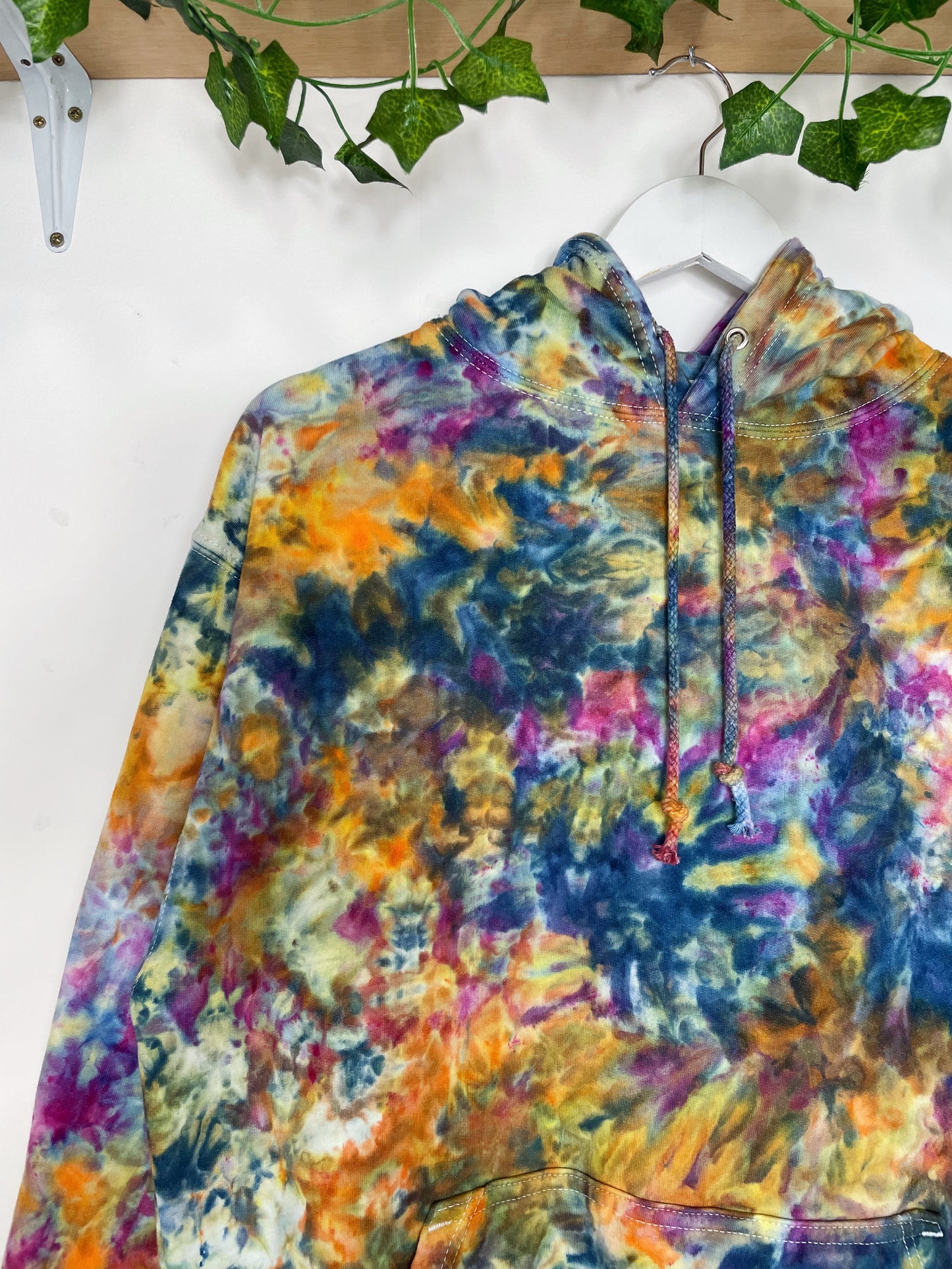 M | Ice Dye Blue Sunrise Multicolour Hand Dyed Pullover Hoodie