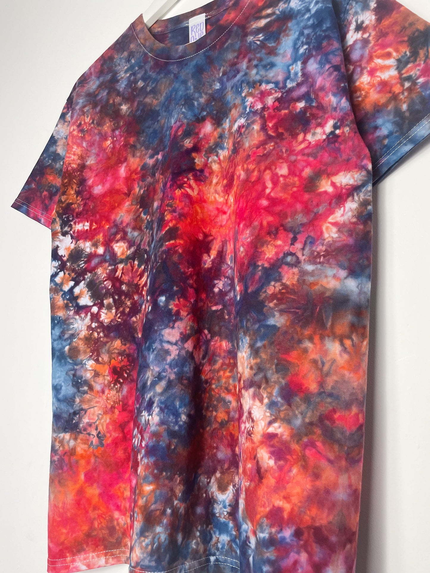 M | Ice Dye Red Galaxy Hand Dyed Ice Tie Dye T-Shirt