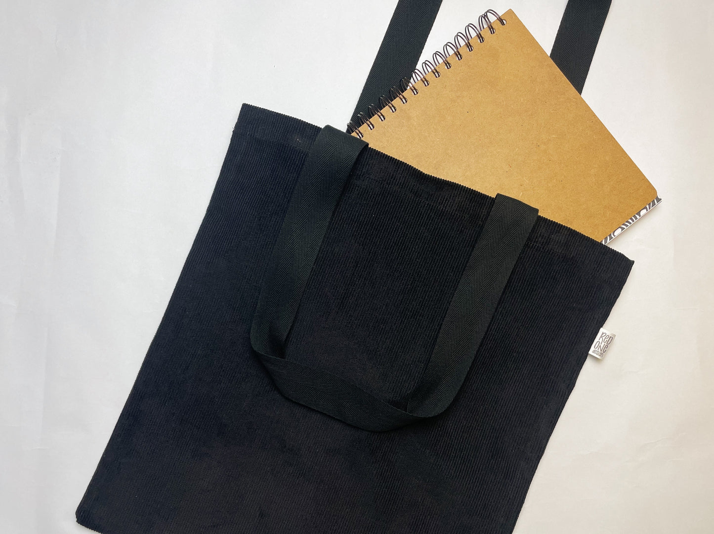 Black Corduroy Handmade Tote Bag