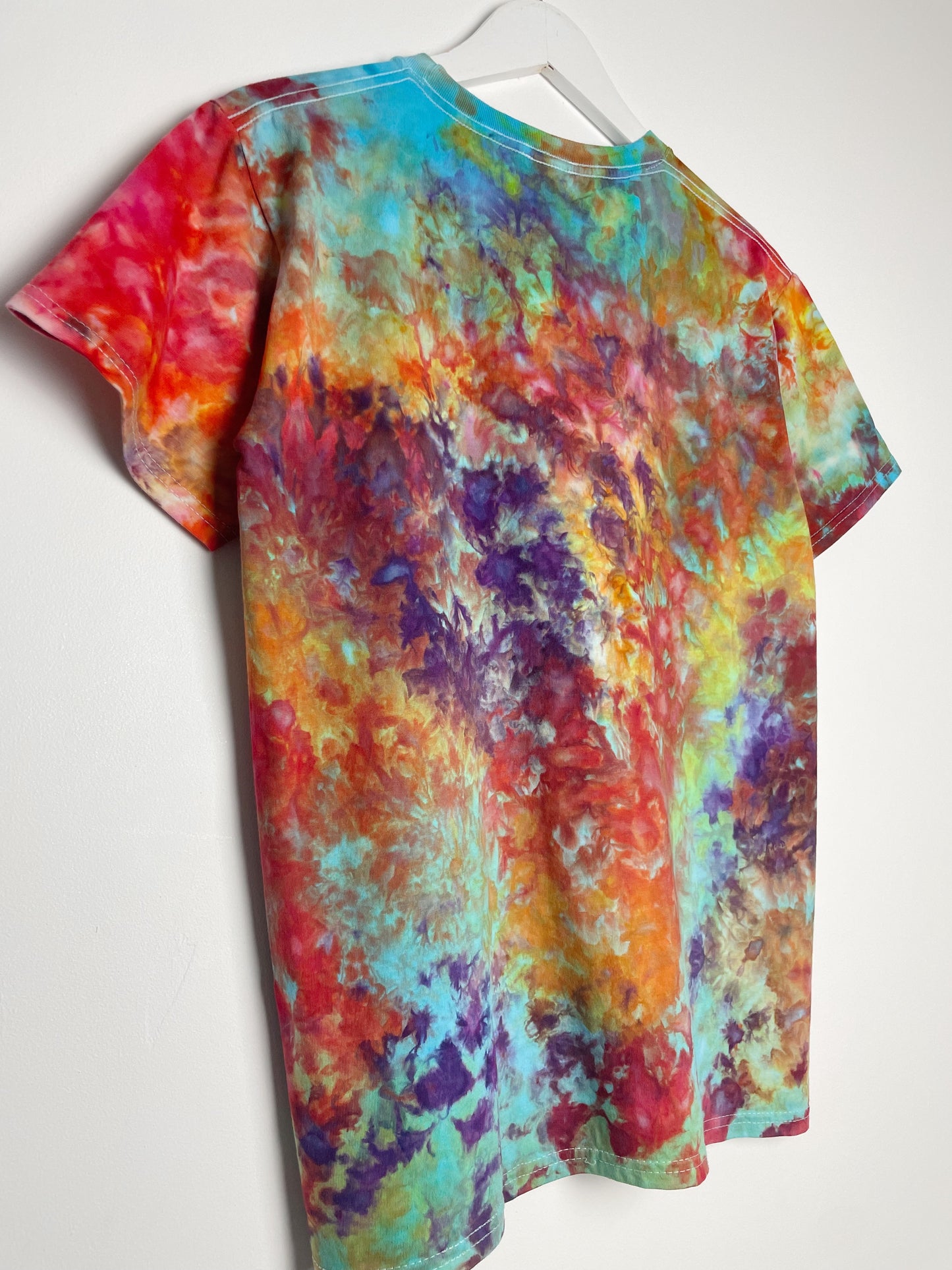 S | Ice Dye Rainbow Multicolour Hand Dyed Ice Tie Dye T-Shirt