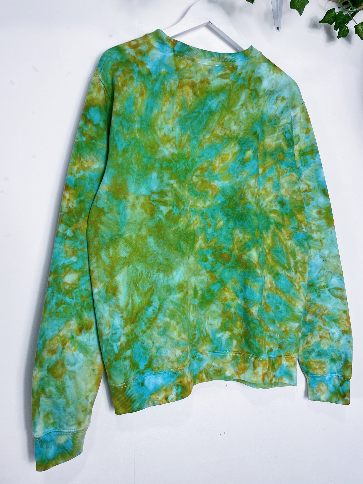 M | Ice Dye Green and Orange Hand Dyed Sweatshirt