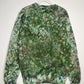 L | Ice Dye Dark Green and Purple Hand Dyed Sweatshirt