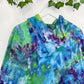 L | Ice Dye Hand Dyed Blue, Purple, Green Pullover Hoodie