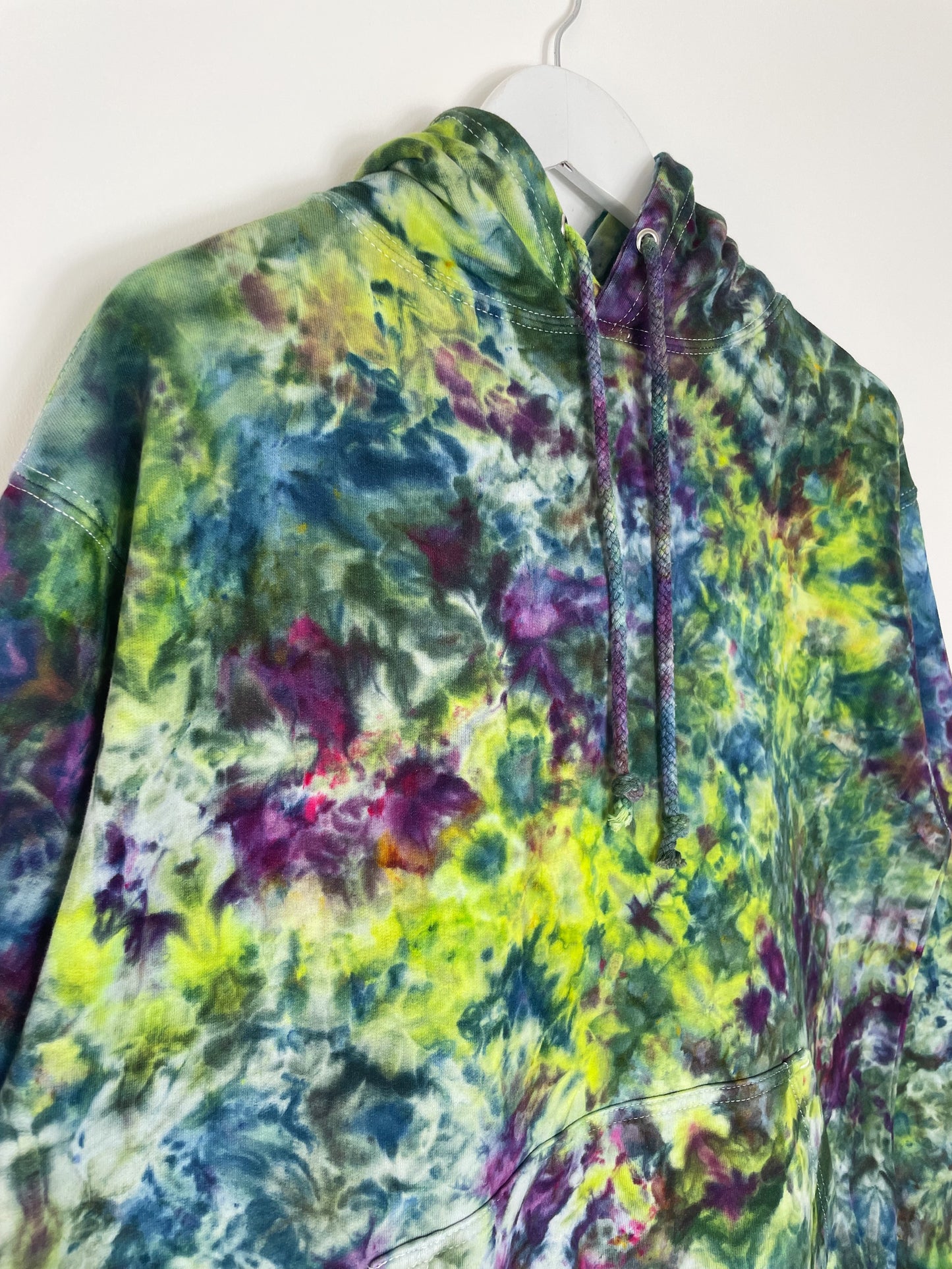 M | Ice Dye Dark Multicolour Hand Dyed Pullover Hoodie