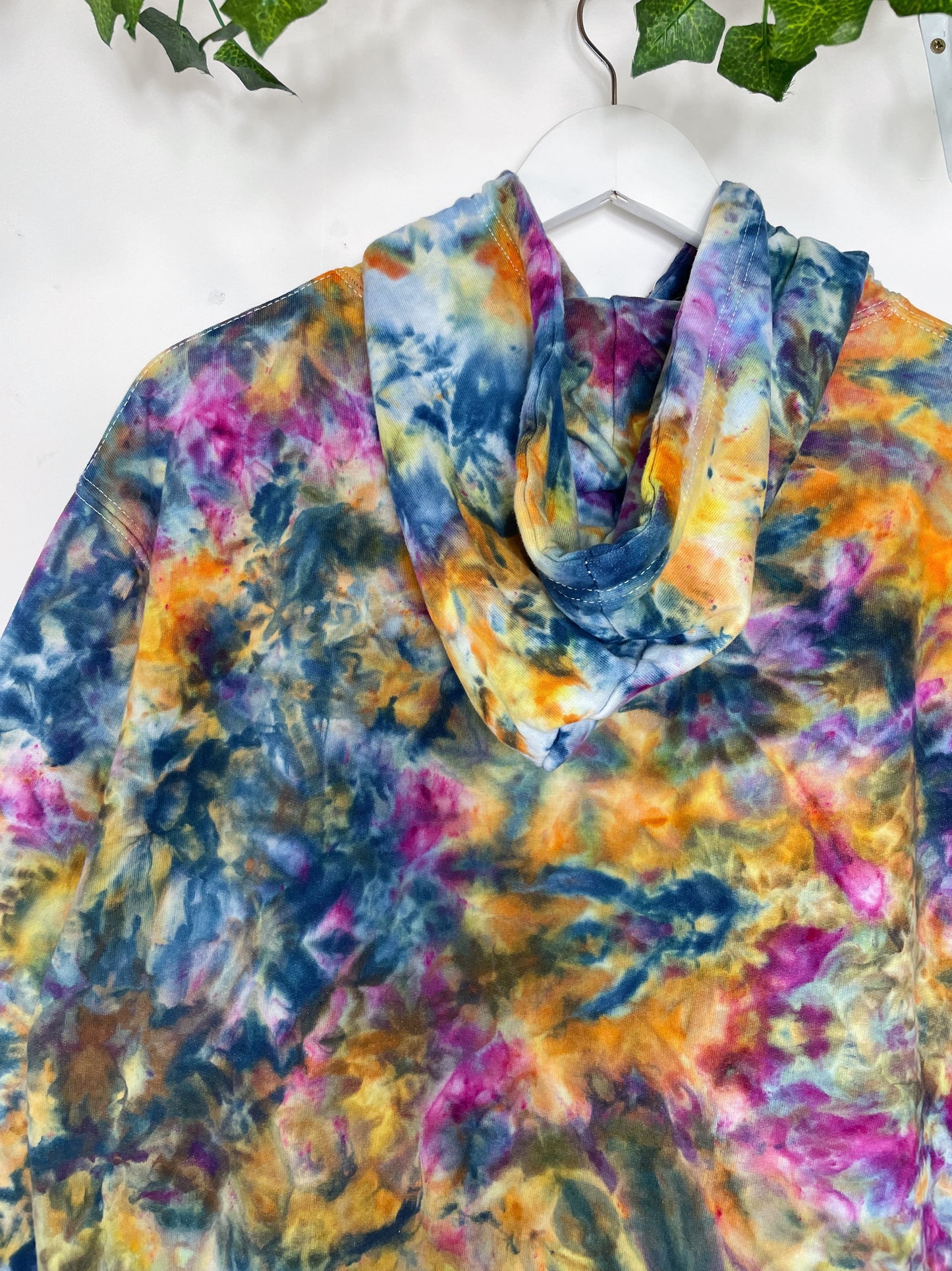 M | Ice Dye Blue Sunrise Multicolour Hand Dyed Pullover Hoodie