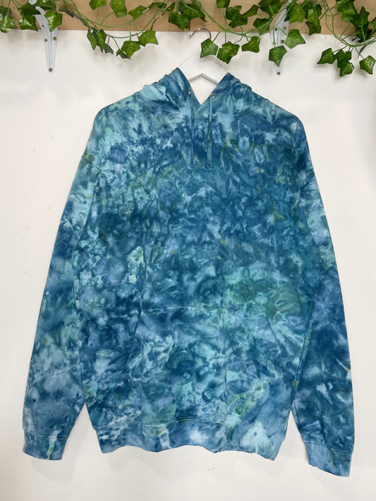 L | Ice Dye Ocean Blue Hand Dyed Pullover Hoodie