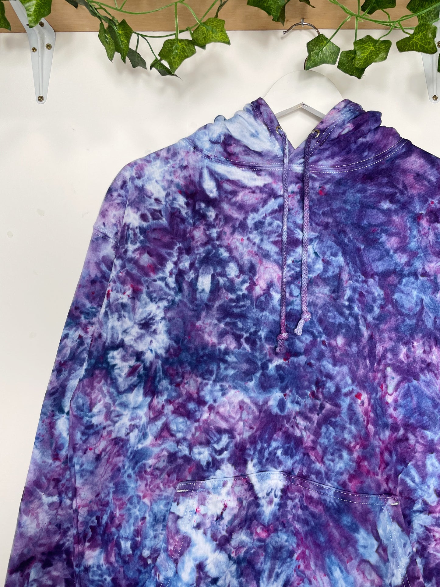 M | Ice Dye Purple Hand Dyed Pullover Hoodie