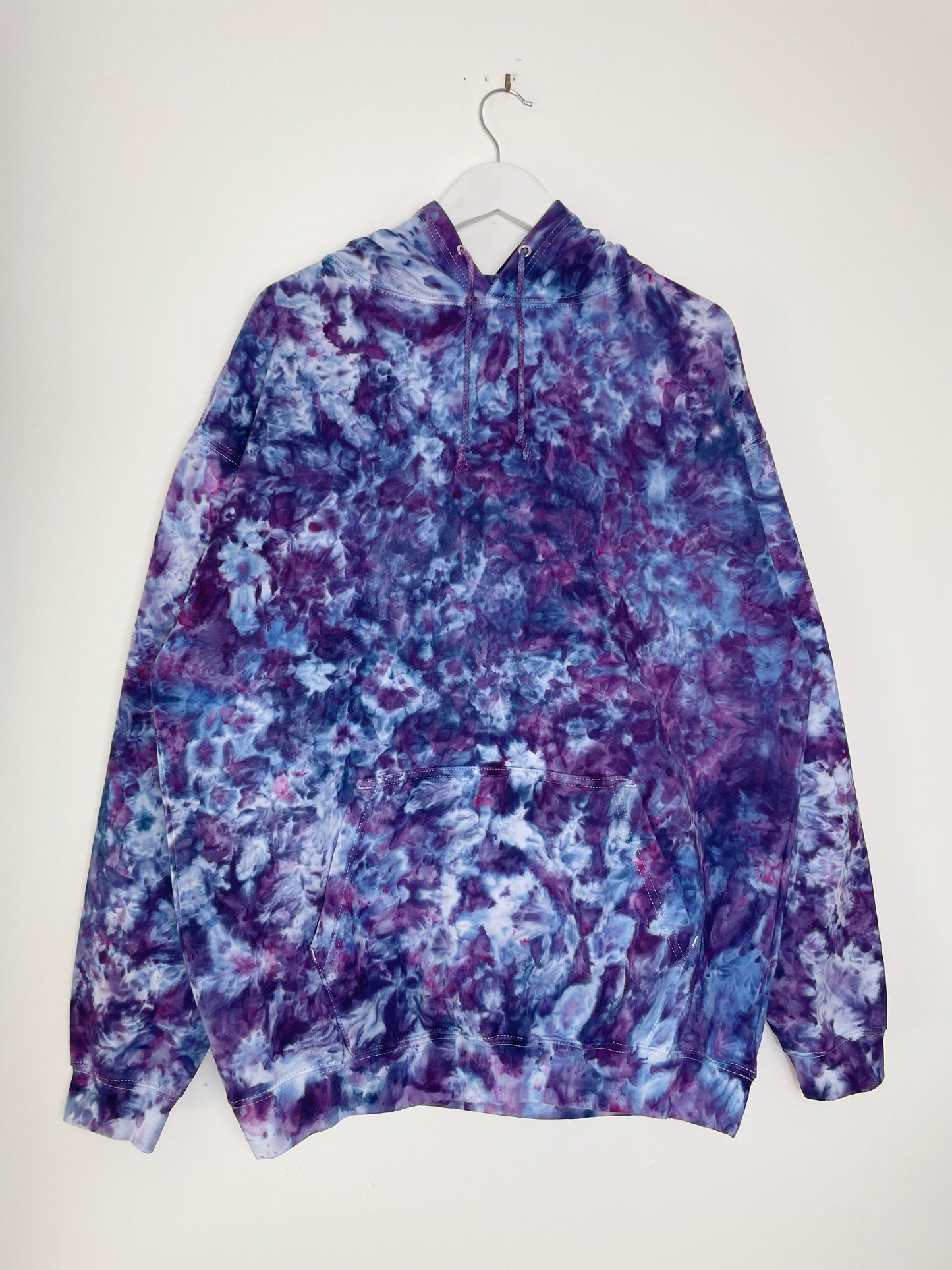 XL | Ice Dye Purple Hand Dyed Pullover Hoodie