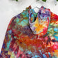 S | Ice Dye Rainbow Pink Multicolour Hand Dyed Pullover Hoodie