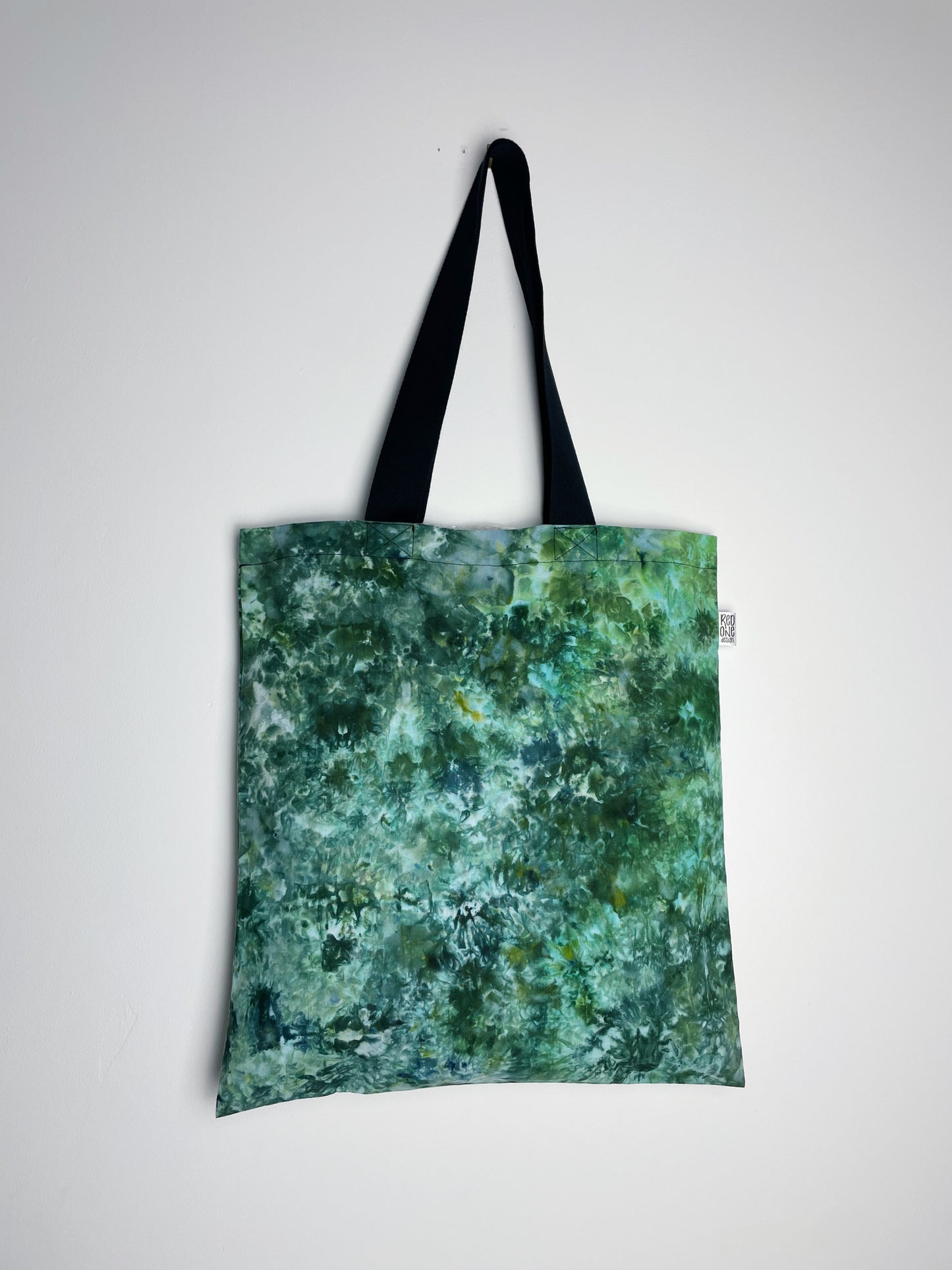 Dark Green Ice Dye Handmade Tote Bag