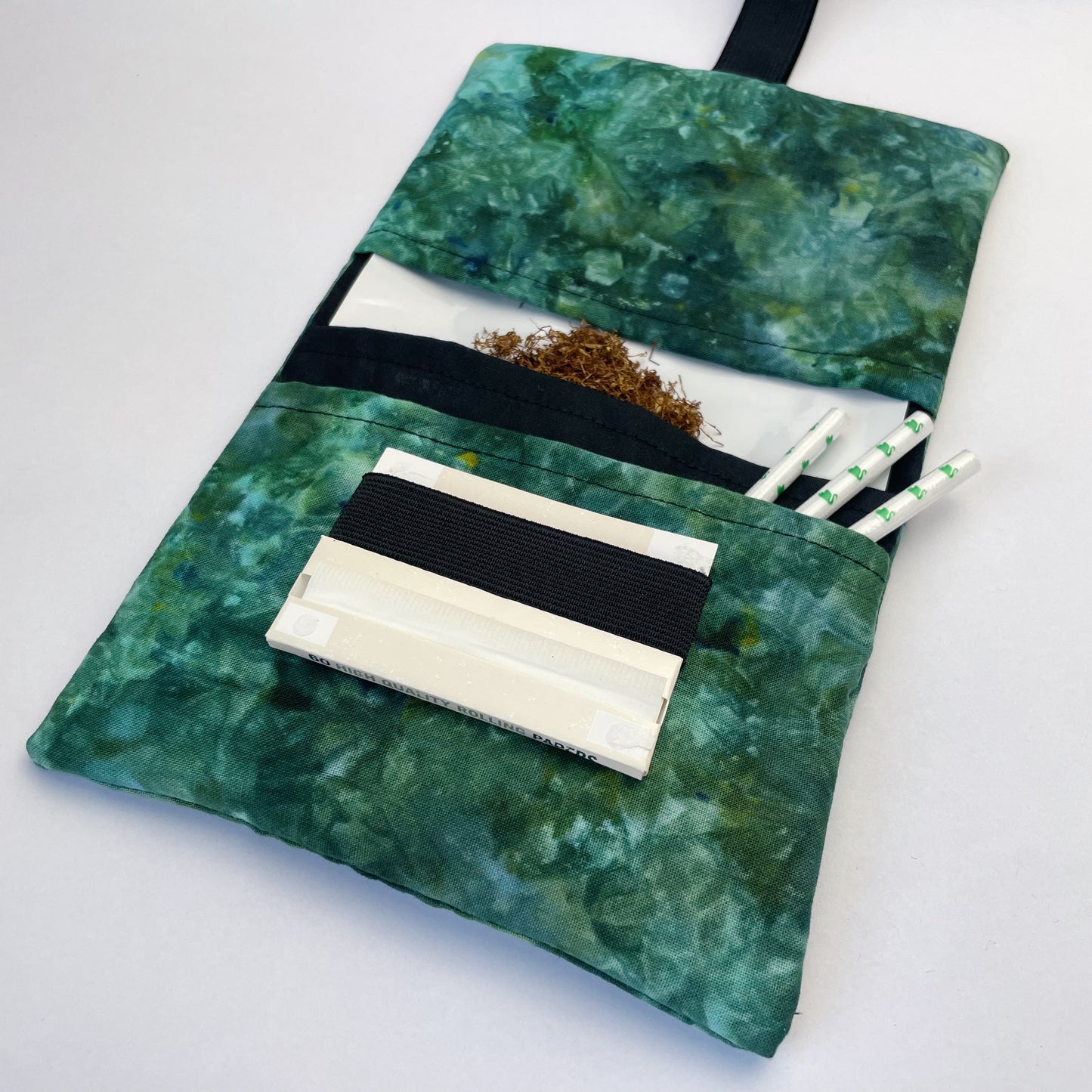 Handmade Dark Green Ice Dyed Tobacco Pouch