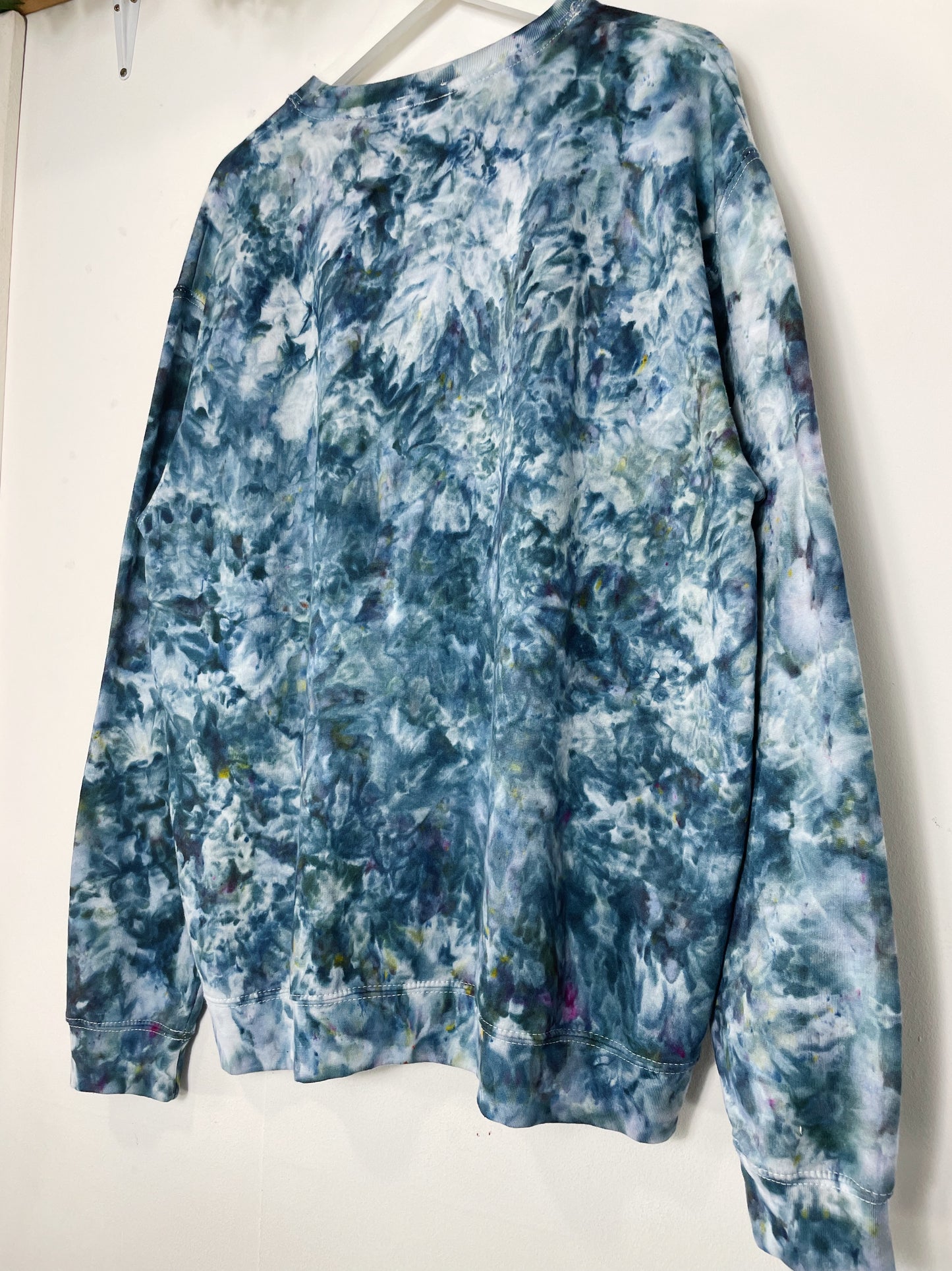 XL| Ice Dye Blue Black Hand Dyed Sweatshirt