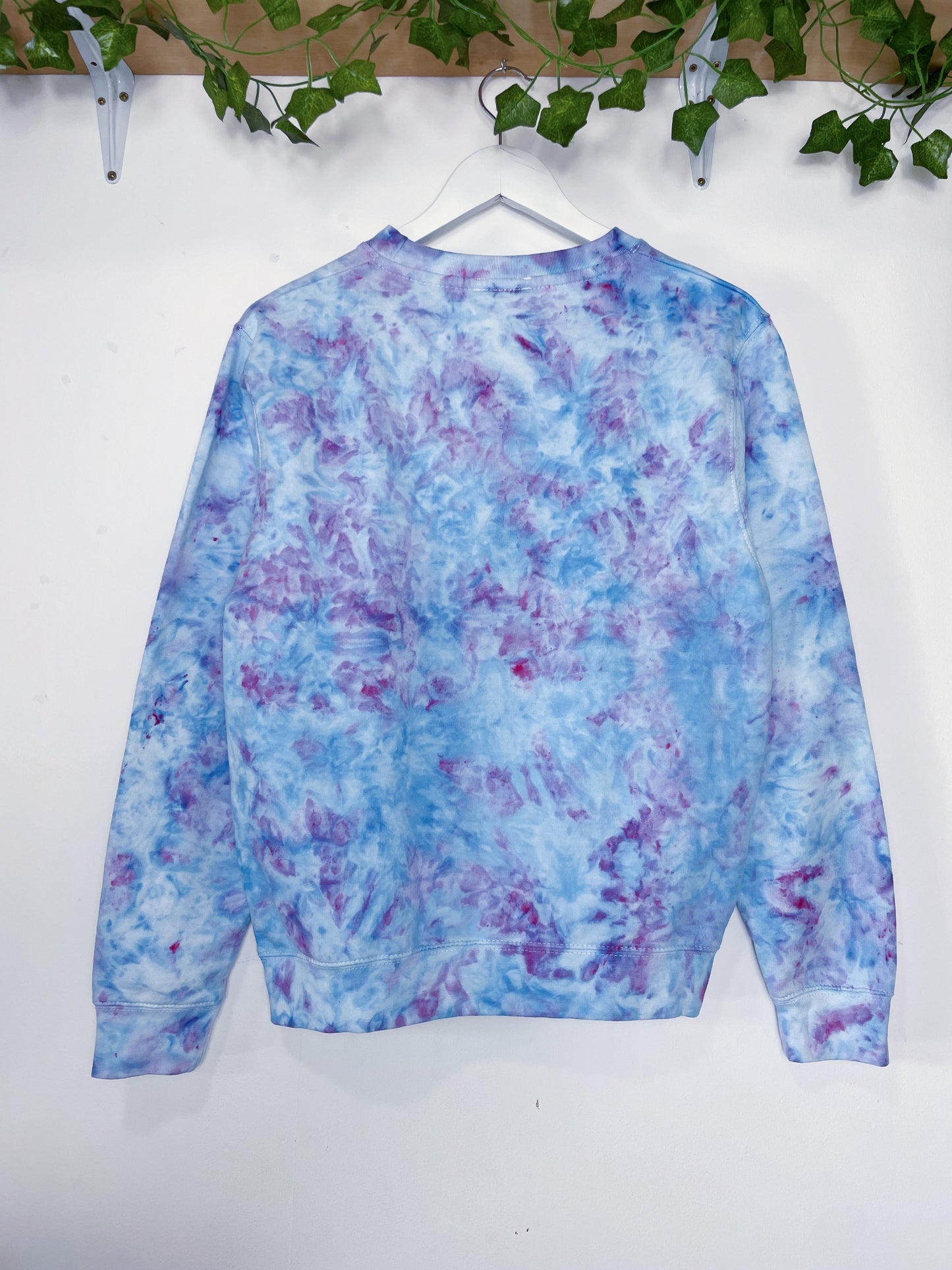 S | Ice Dye Light Blue and Pink Hand Dyed Sweatshirt