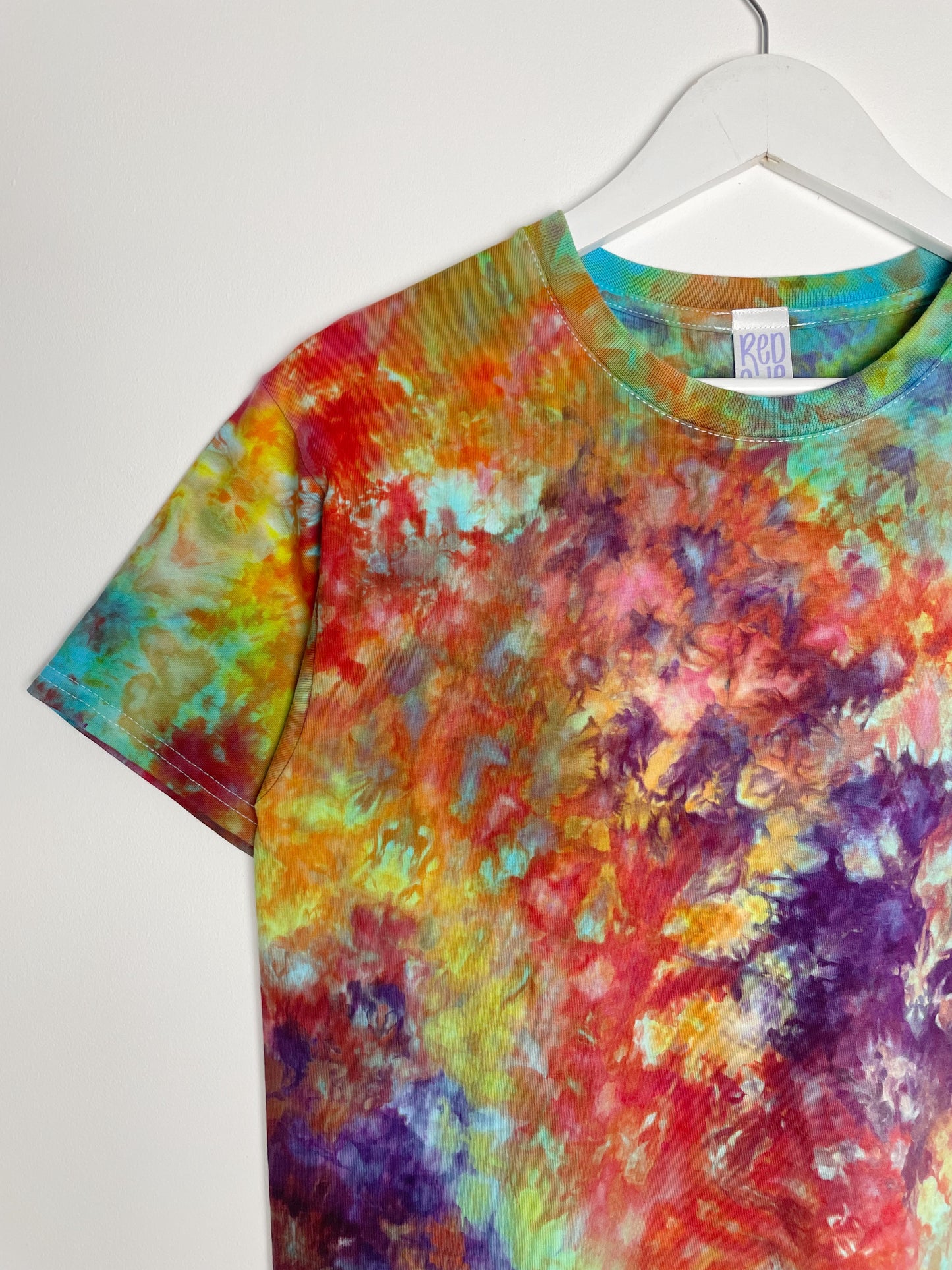 S | Ice Dye Rainbow Multicolour Hand Dyed Ice Tie Dye T-Shirt