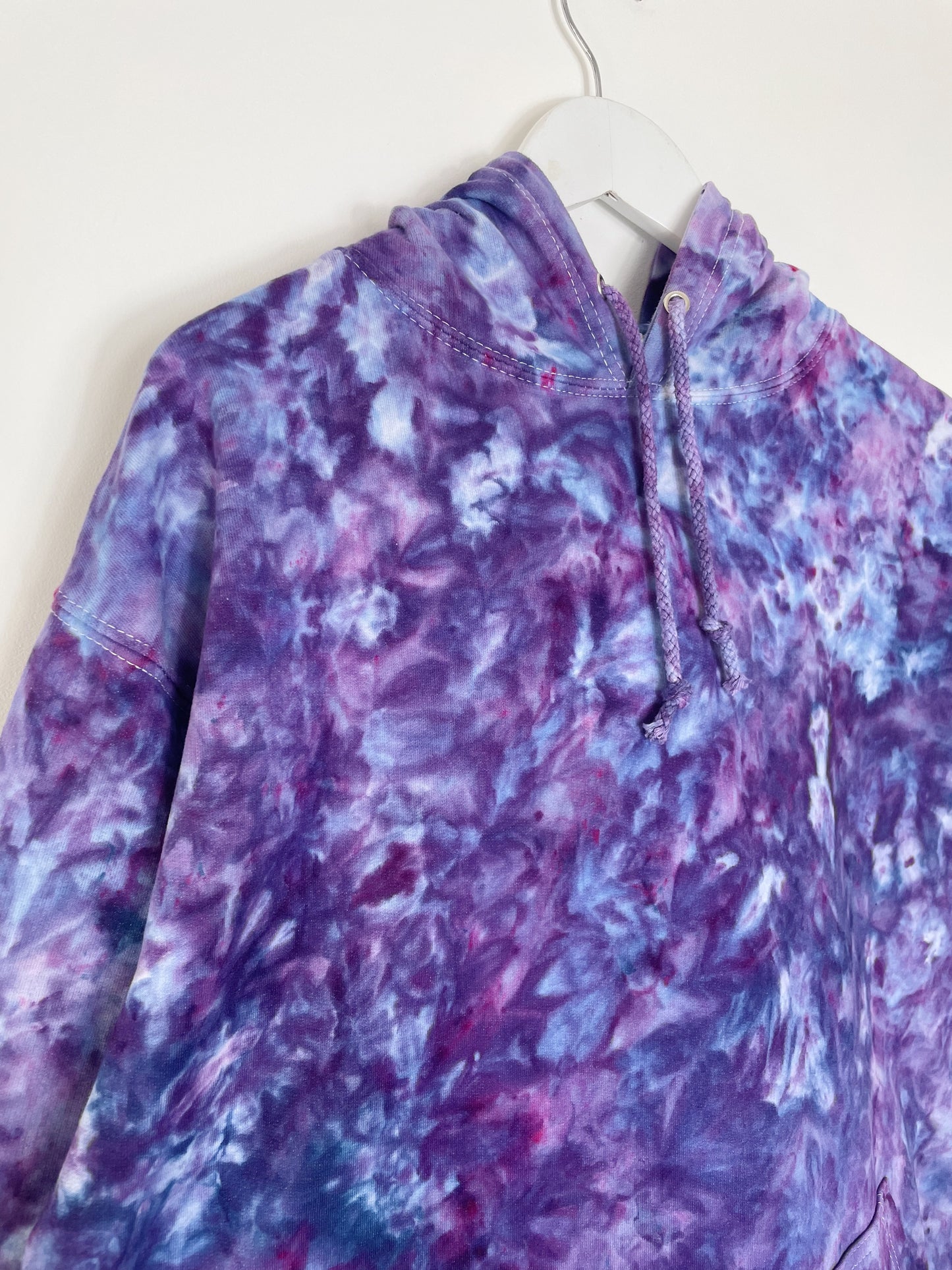 L | Ice Dye Purple Hand Dyed Pullover Hoodie