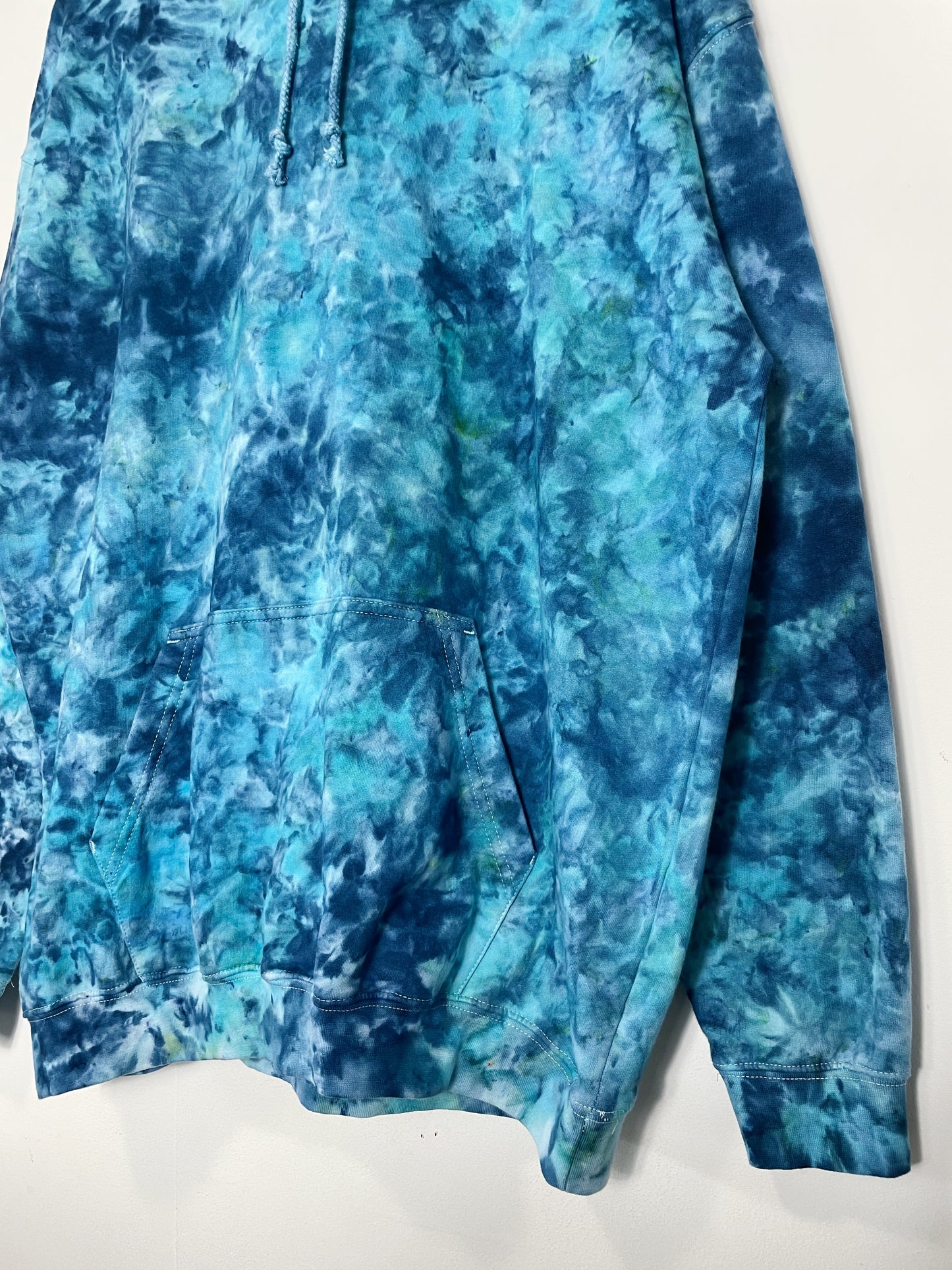 XL | Ice Dye Ocean Blue Hand Dyed Pullover Hoodie