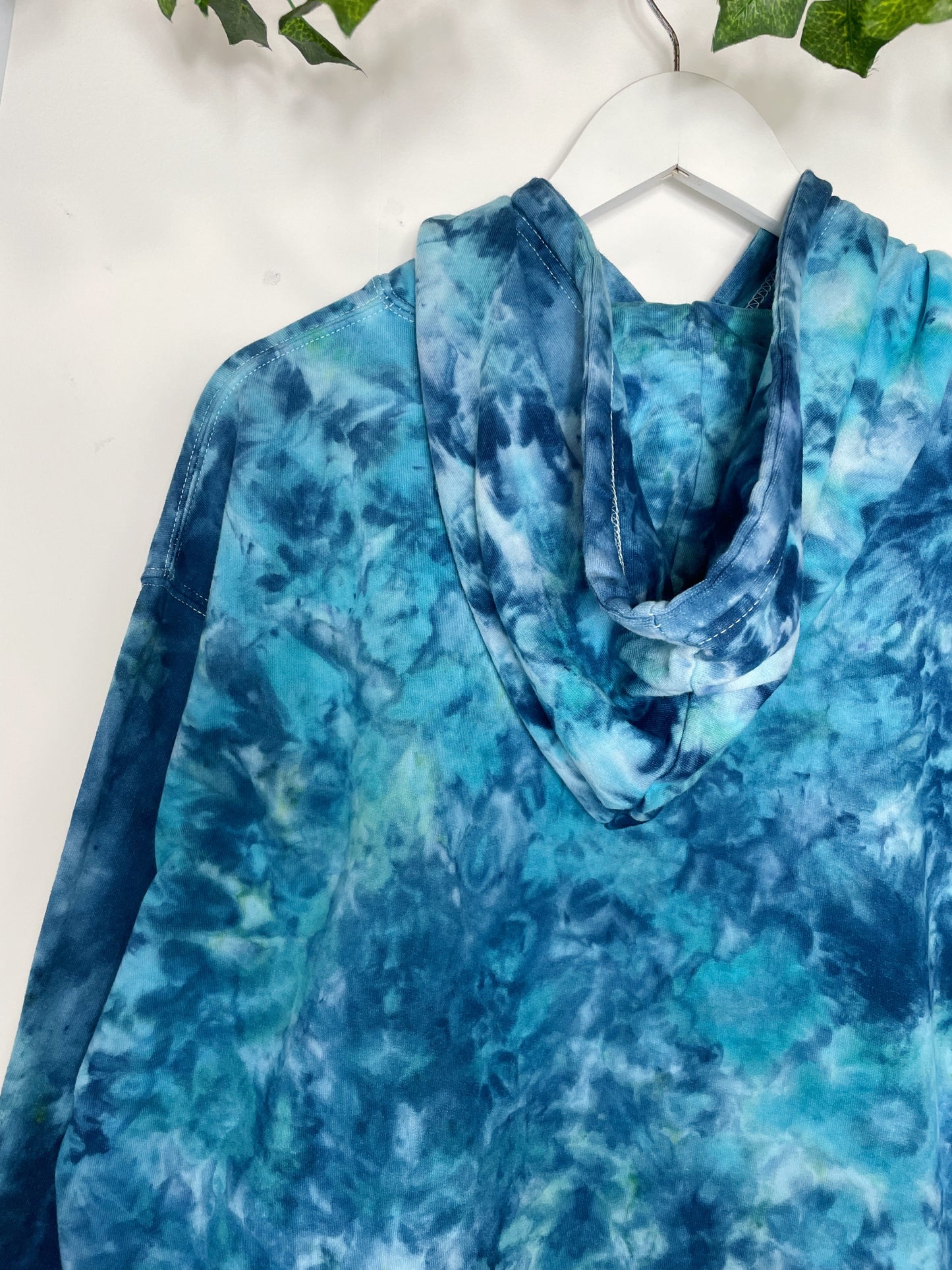 XL | Ice Dye Ocean Blue Hand Dyed Pullover Hoodie