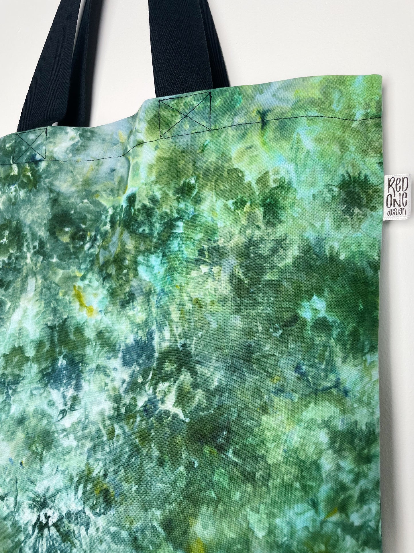 Dark Green Ice Dye Handmade Tote Bag