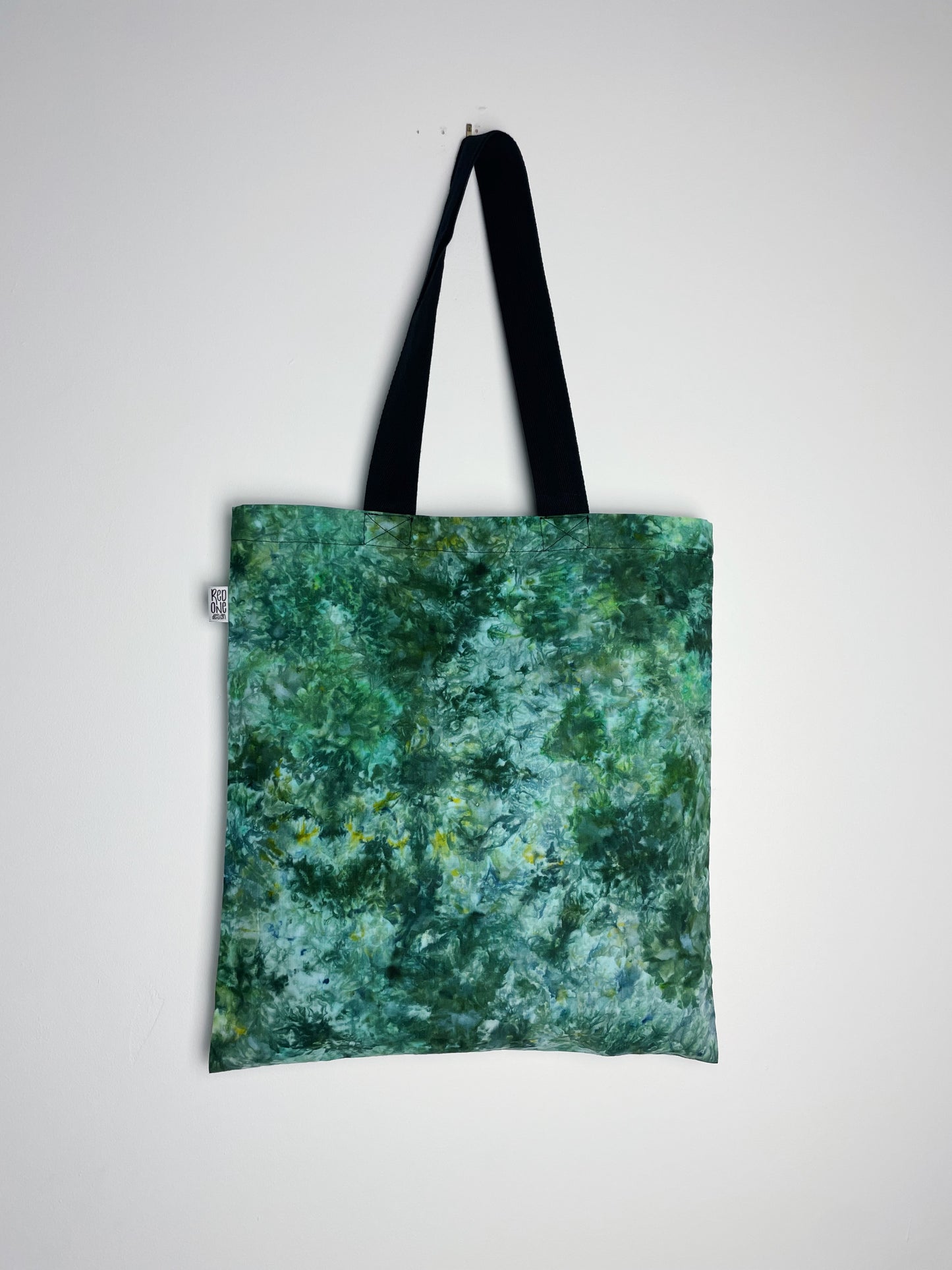 Dark Green Ice Dye Handmade Tote Bag