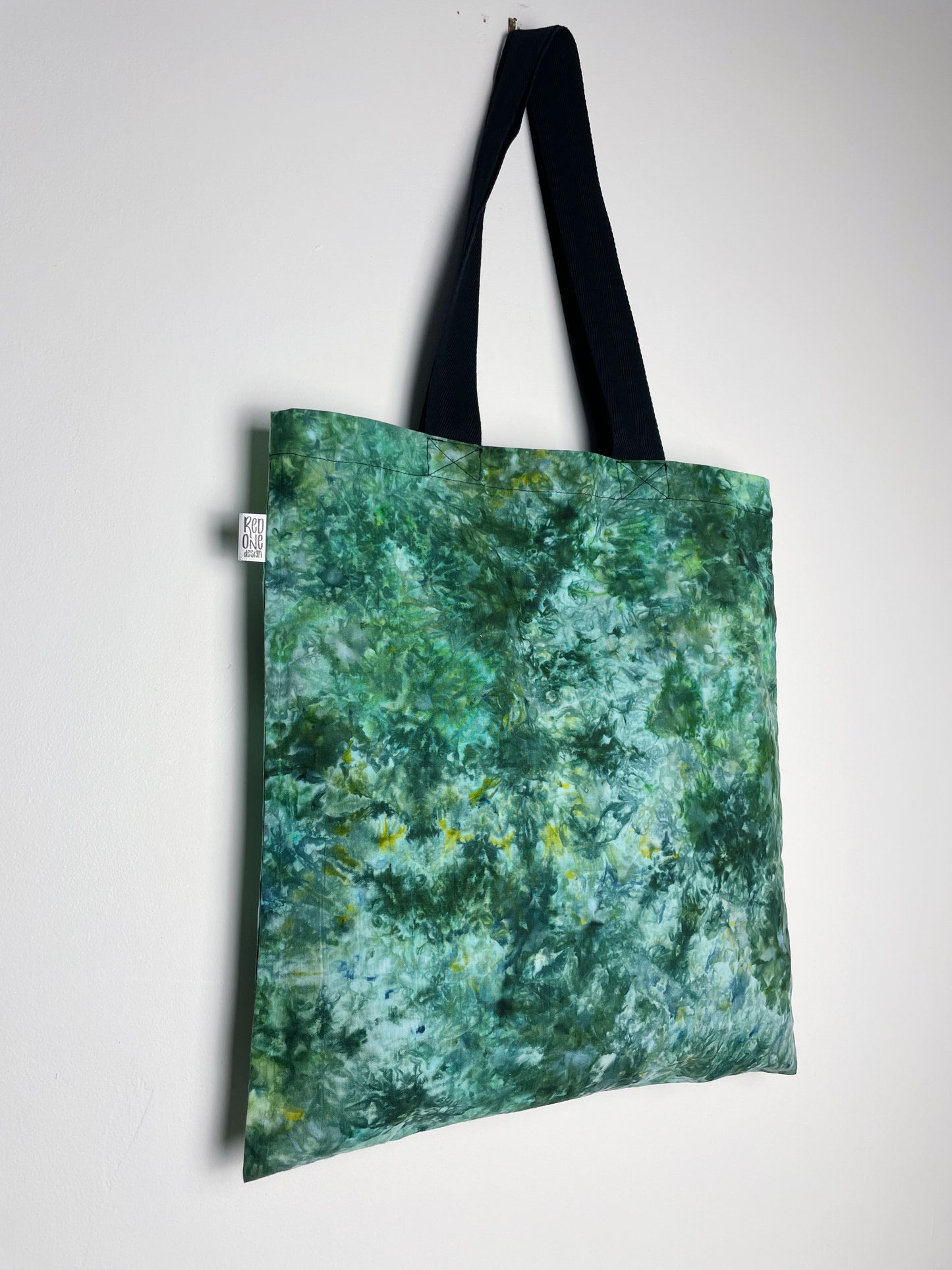 Dark Green Ice Dye Handmade Tote Bag