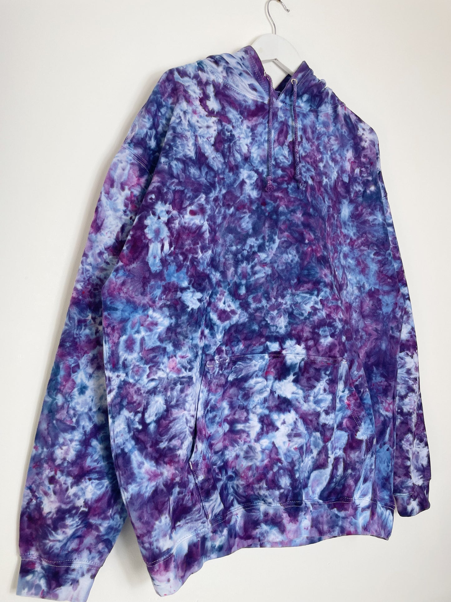 XL | Ice Dye Purple Hand Dyed Pullover Hoodie