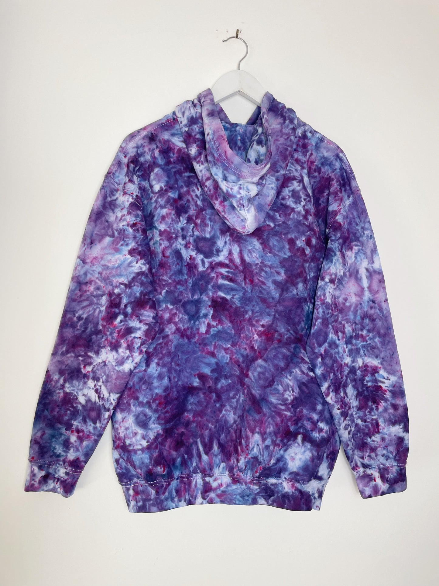 L | Ice Dye Purple Hand Dyed Pullover Hoodie