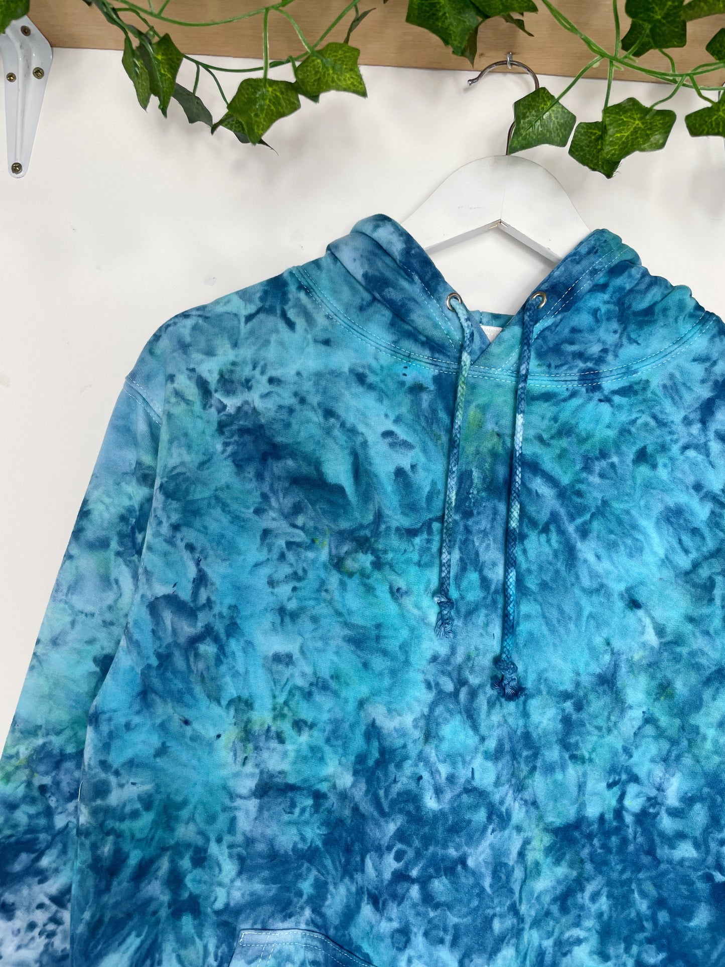 S | Ice Dye Ocean Blue Hand Dyed Pullover Hoodie