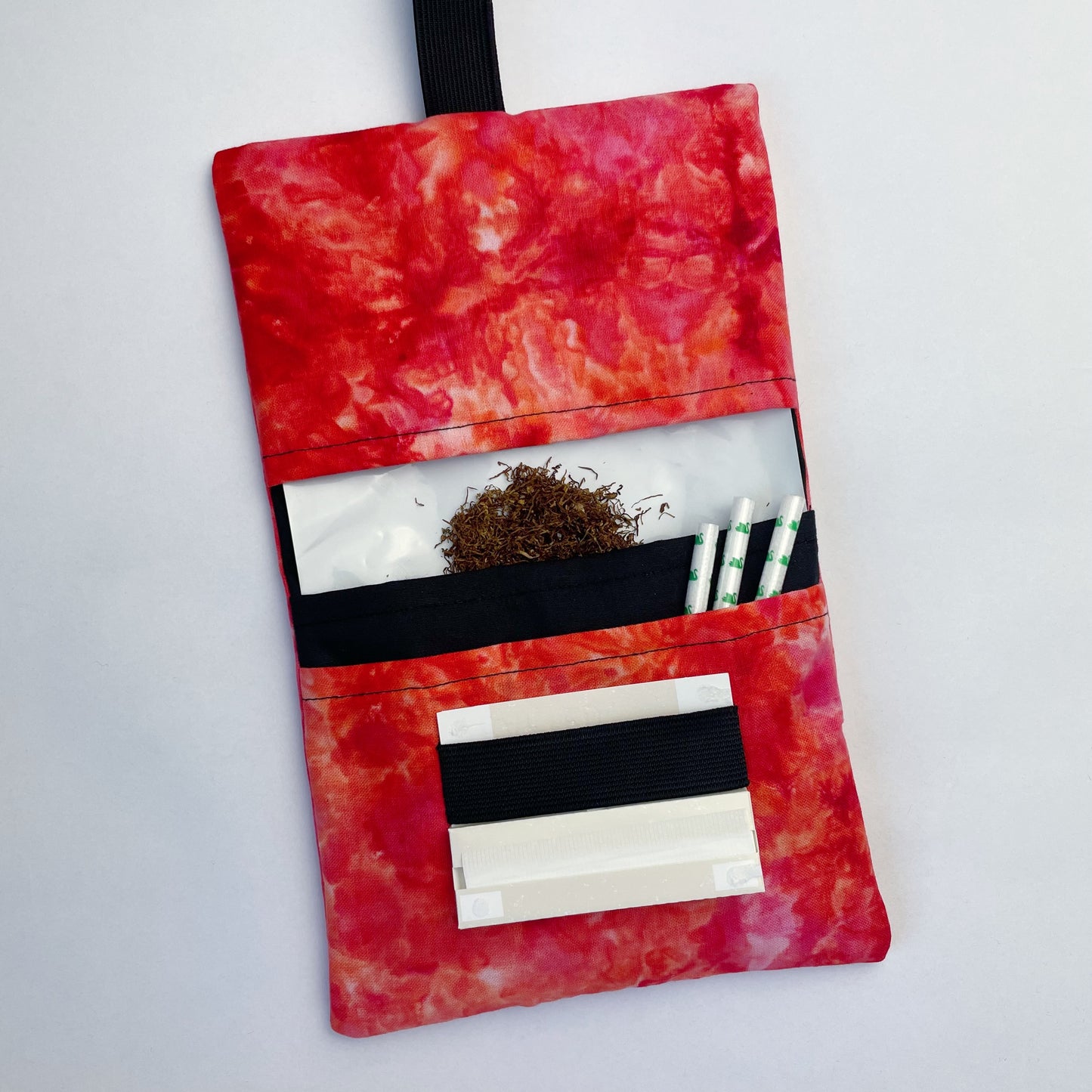 Handmade Ice Dyed Tobacco Pouch | Red Tobacco Storage Cover