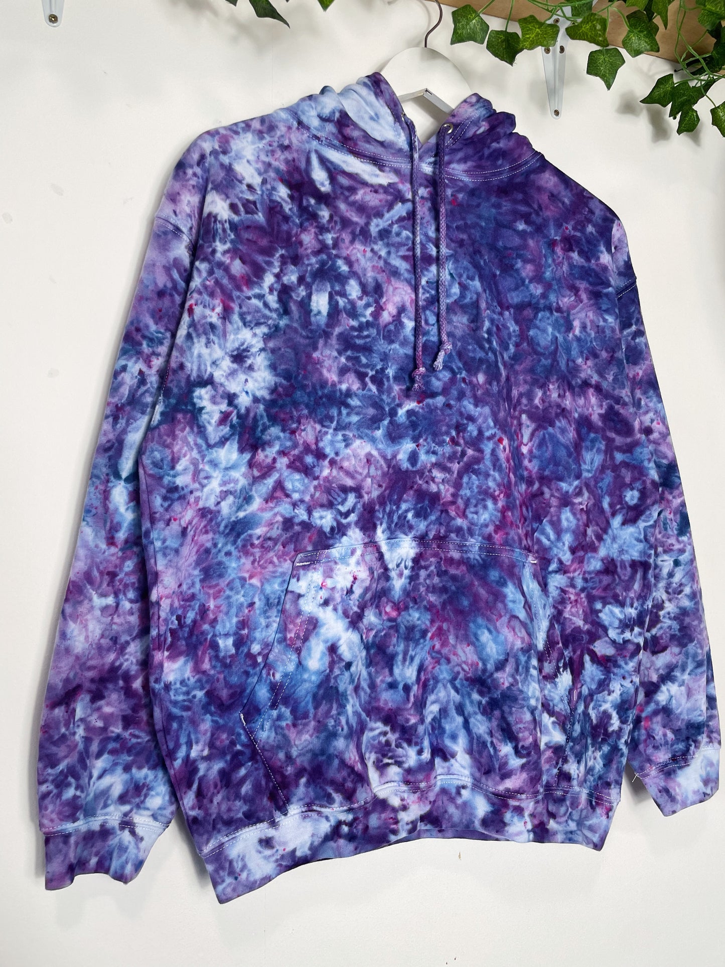 M | Ice Dye Purple Hand Dyed Pullover Hoodie