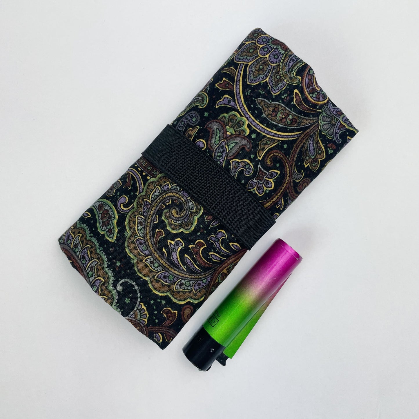 Handmade Tobacco Pouch | Black Paisley Tobacco Storage Cover