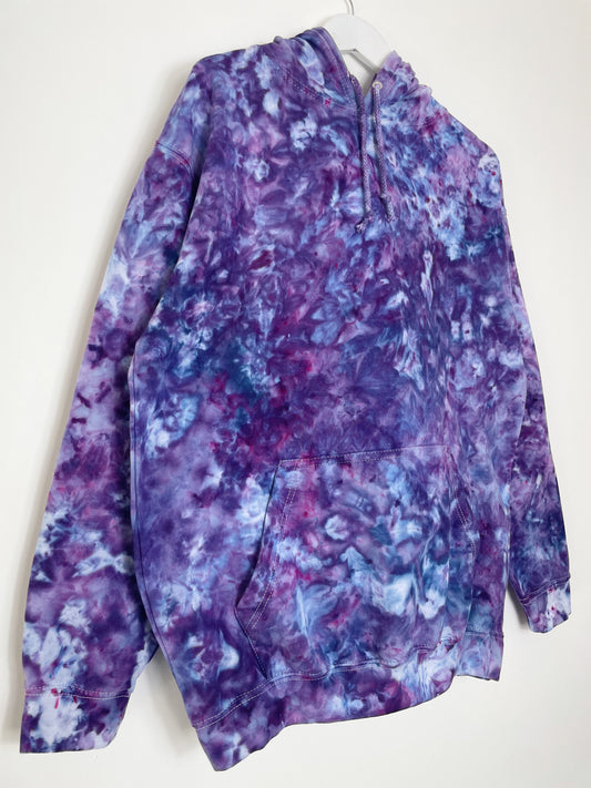 L | Ice Dye Purple Hand Dyed Pullover Hoodie