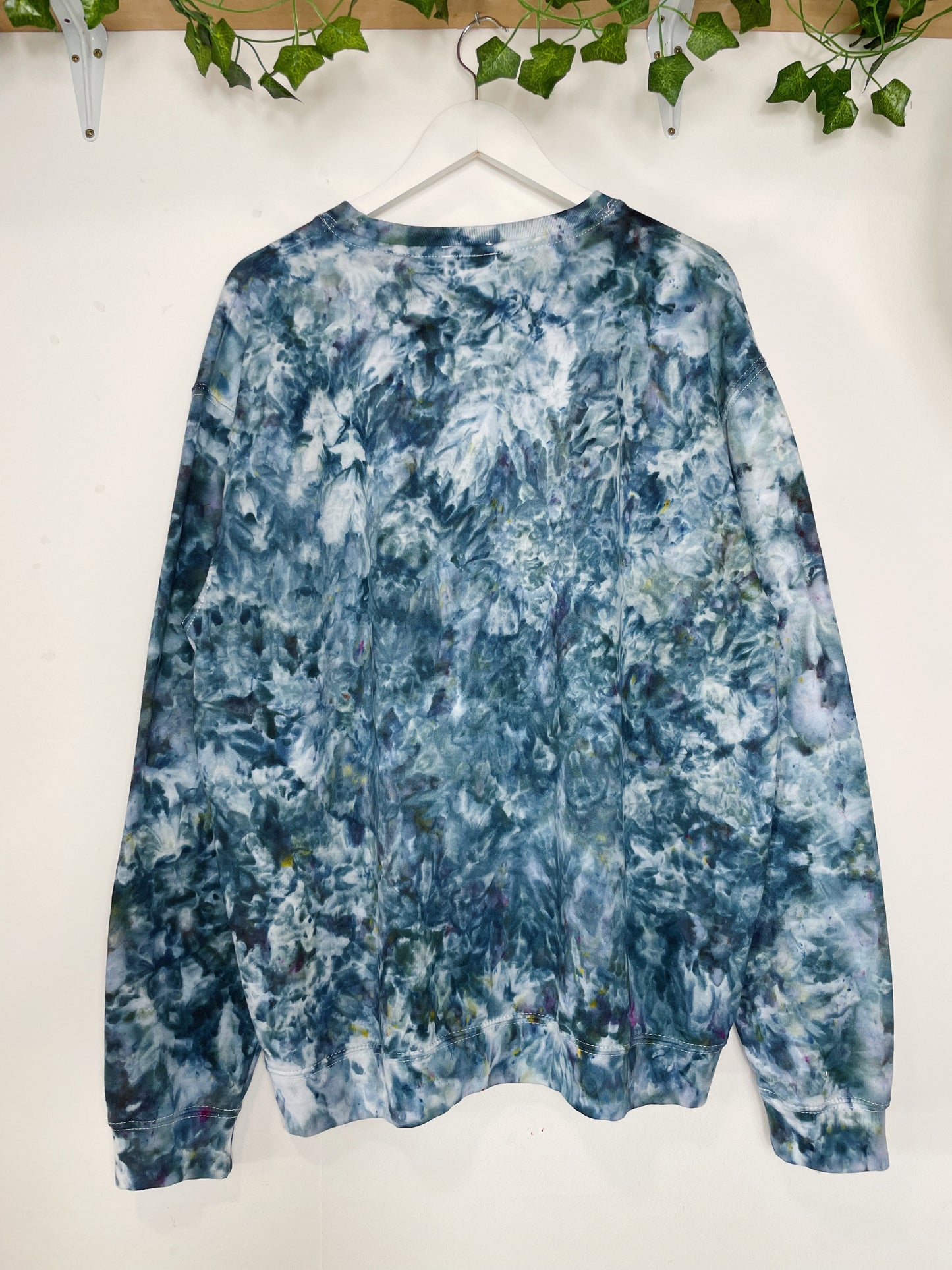 XL| Ice Dye Blue Black Hand Dyed Sweatshirt