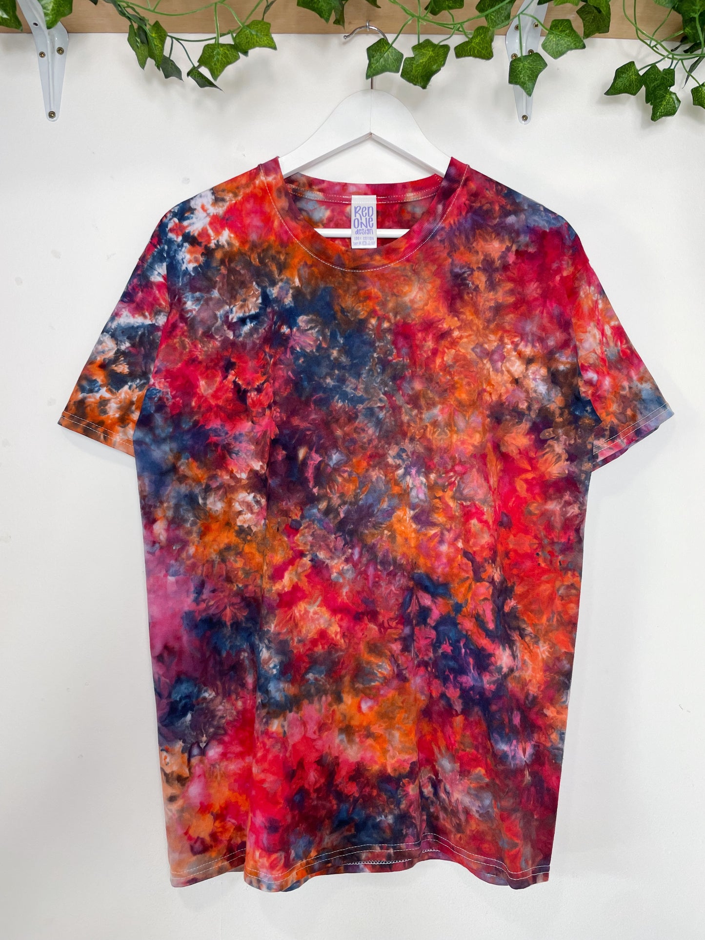 L | Ice Dye Red Galaxy Hand Dyed Ice Tie Dye T-Shirt