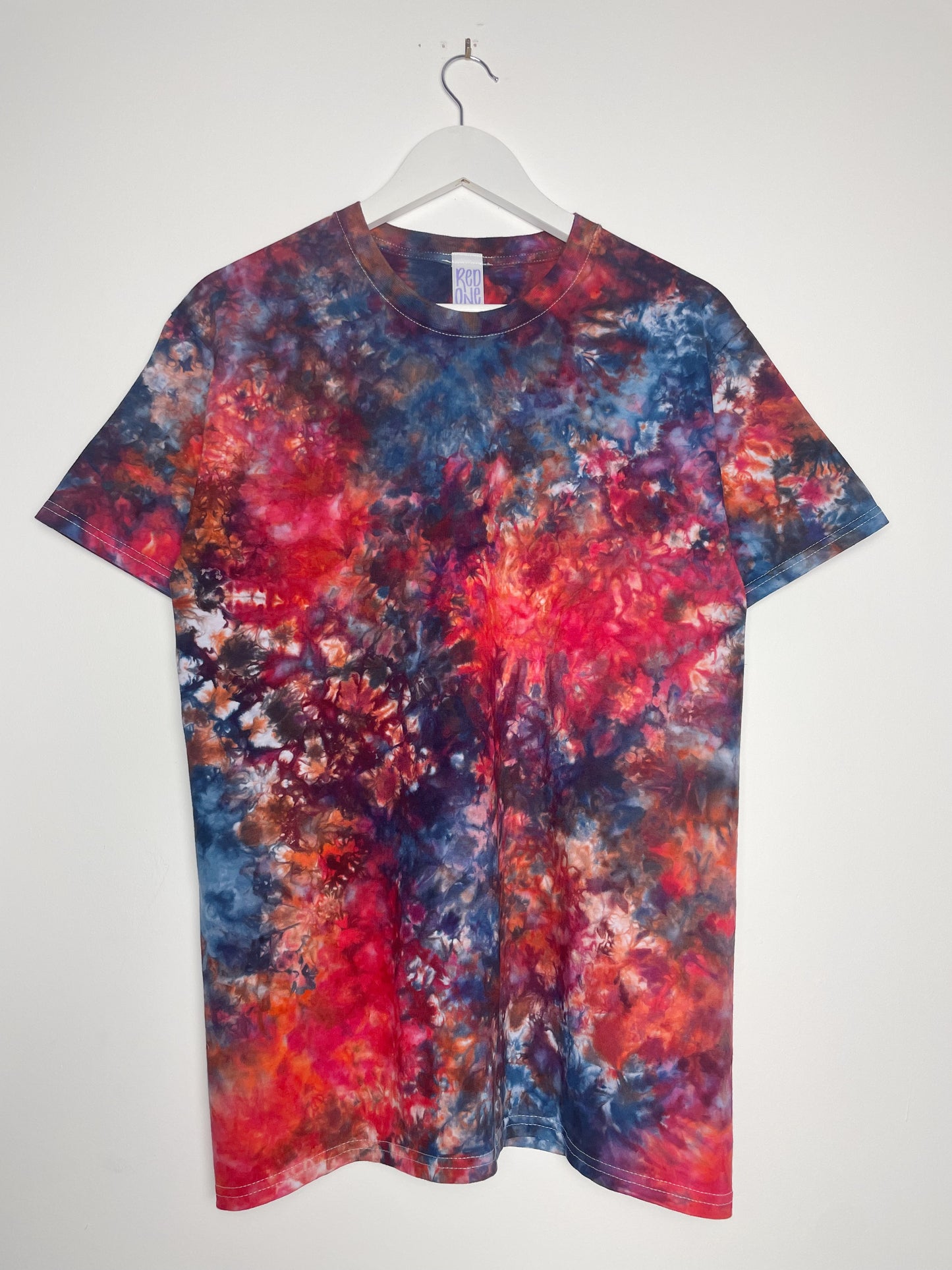 M | Ice Dye Red Galaxy Hand Dyed Ice Tie Dye T-Shirt