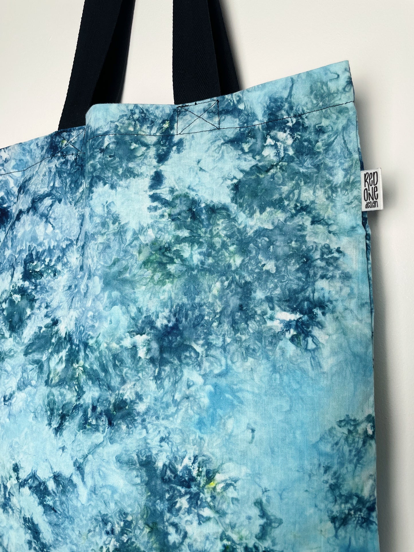 Handmade Blue Ice Dye Tote Bag