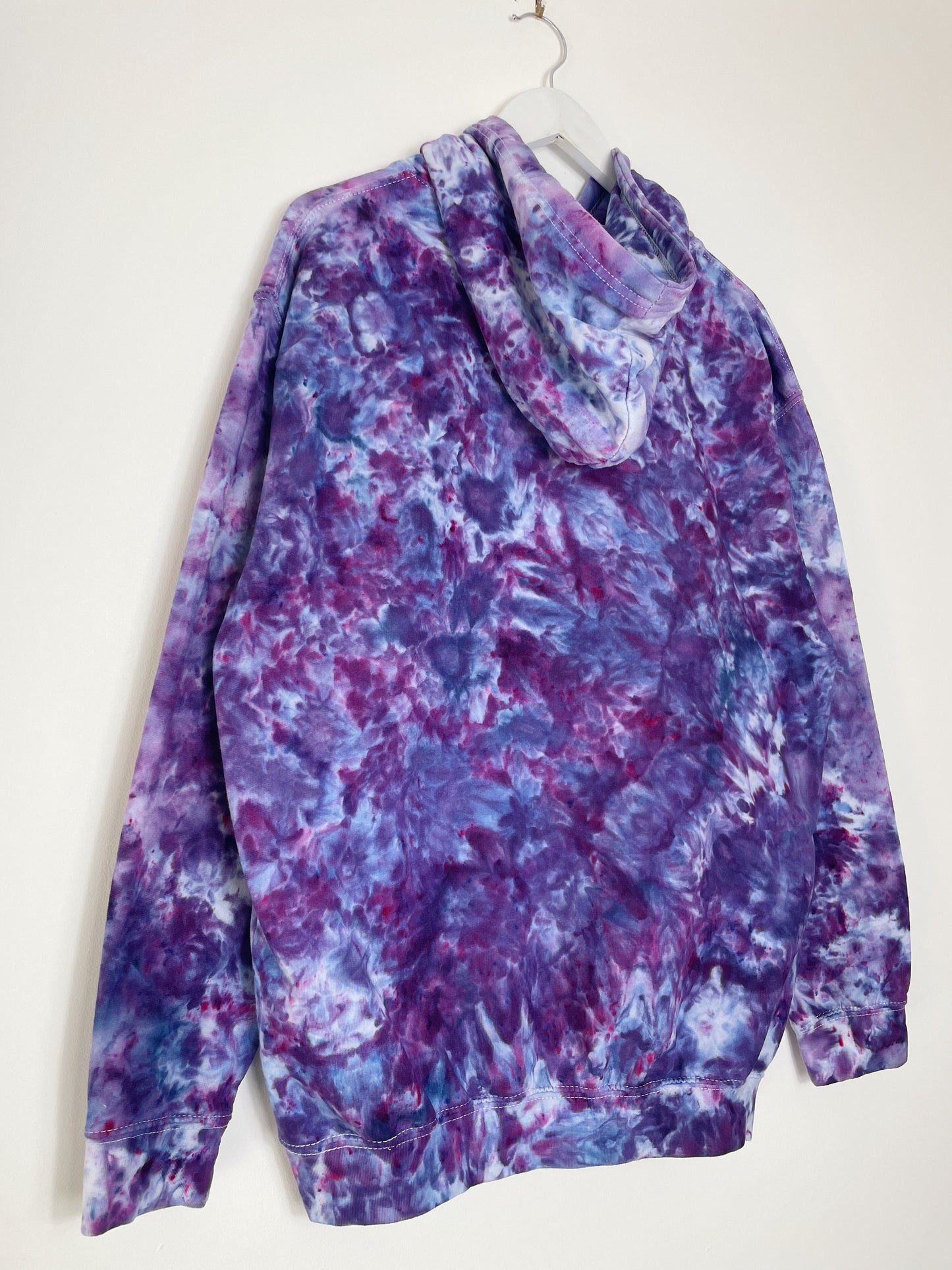 L | Ice Dye Purple Hand Dyed Pullover Hoodie