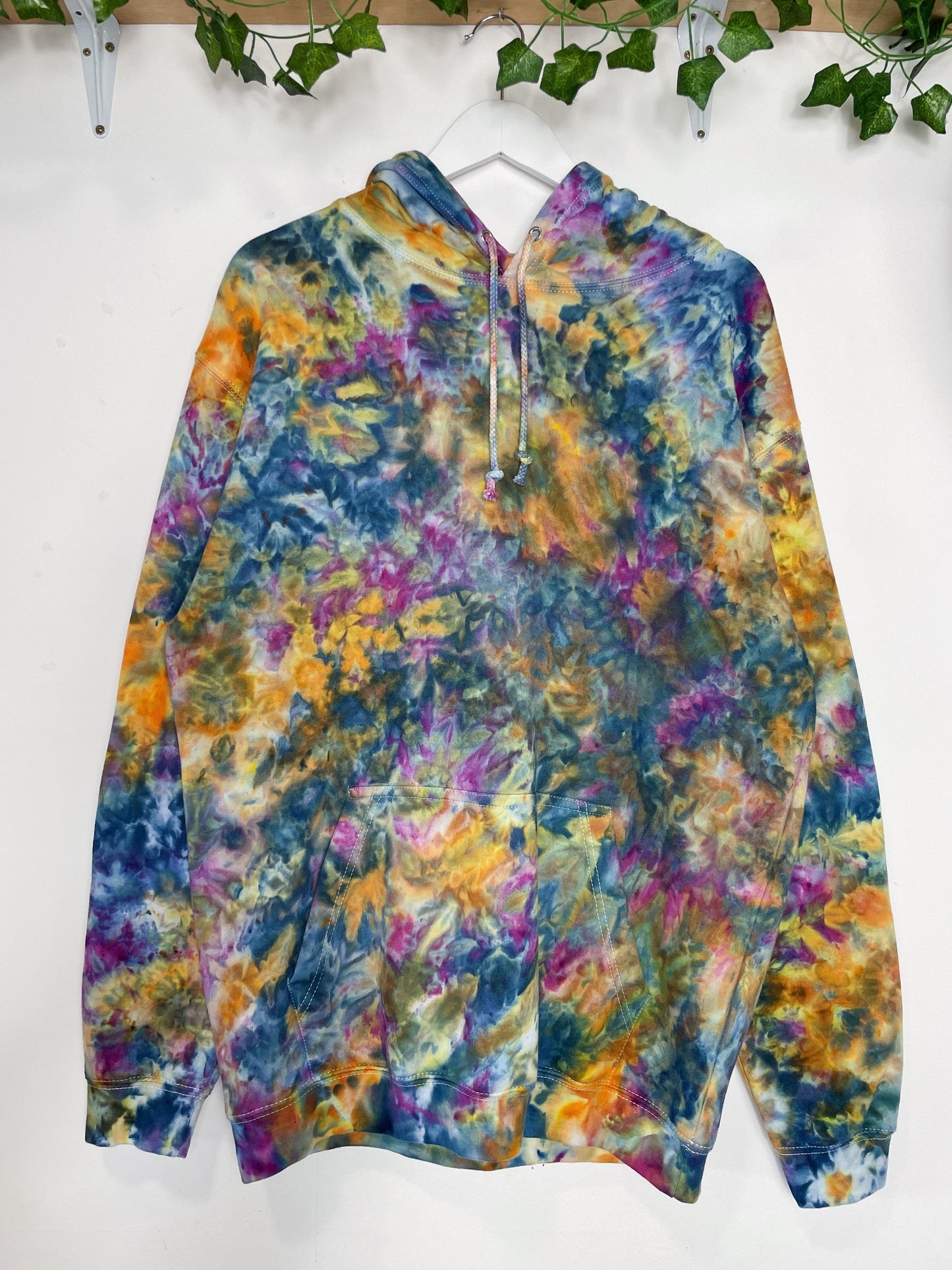 L | Ice Dye Blue Sunrise Hand Dyed Pullover Hoodie