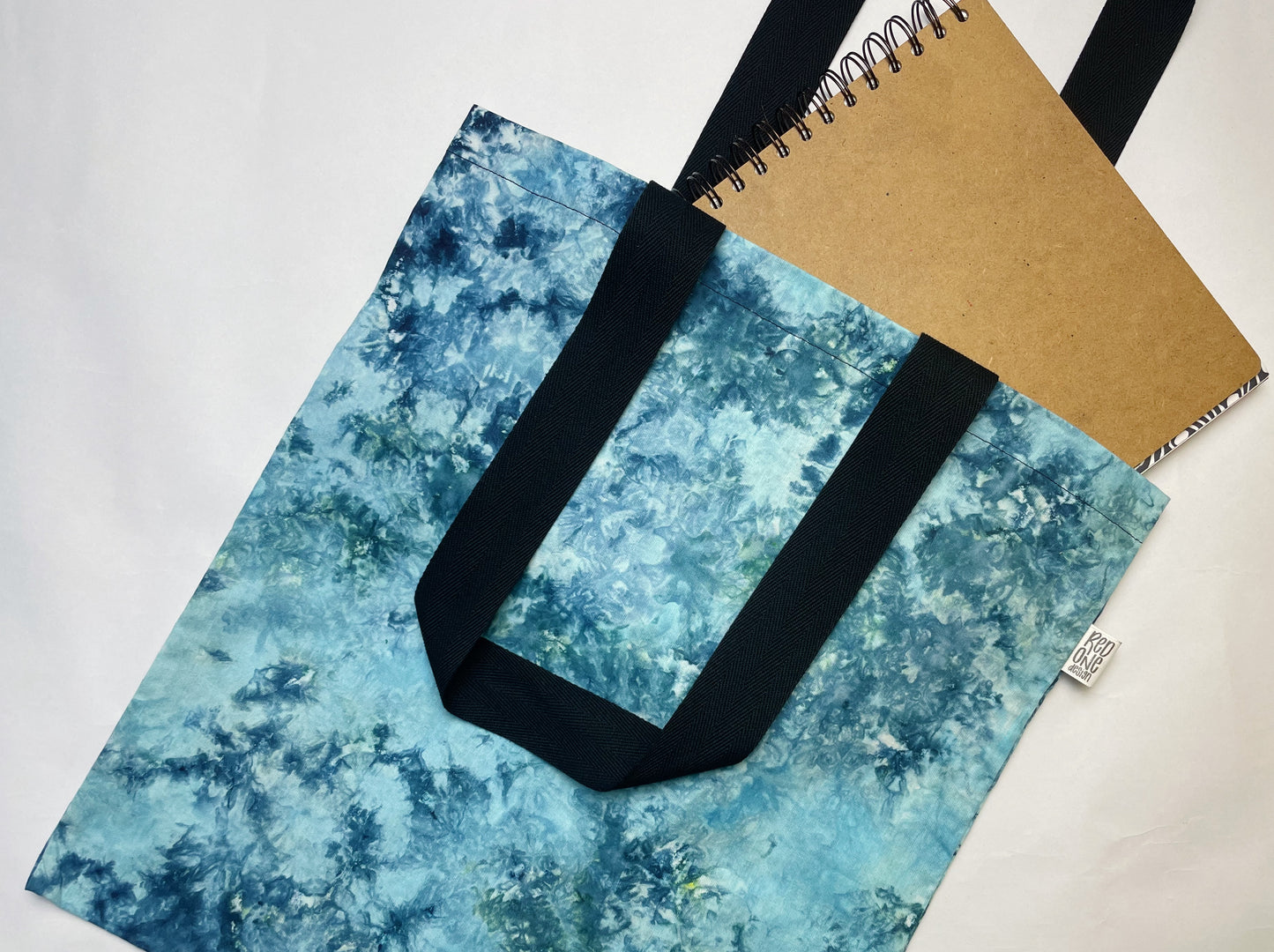 Handmade Blue Ice Dye Tote Bag