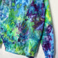 L | Ice Dye Hand Dyed Blue, Purple, Green Pullover Hoodie