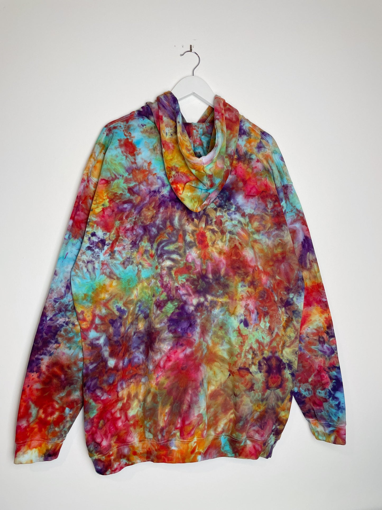 XXL | Ice Dye Rainbow Pink Multicolour Hand Dyed Pullover Hoodie